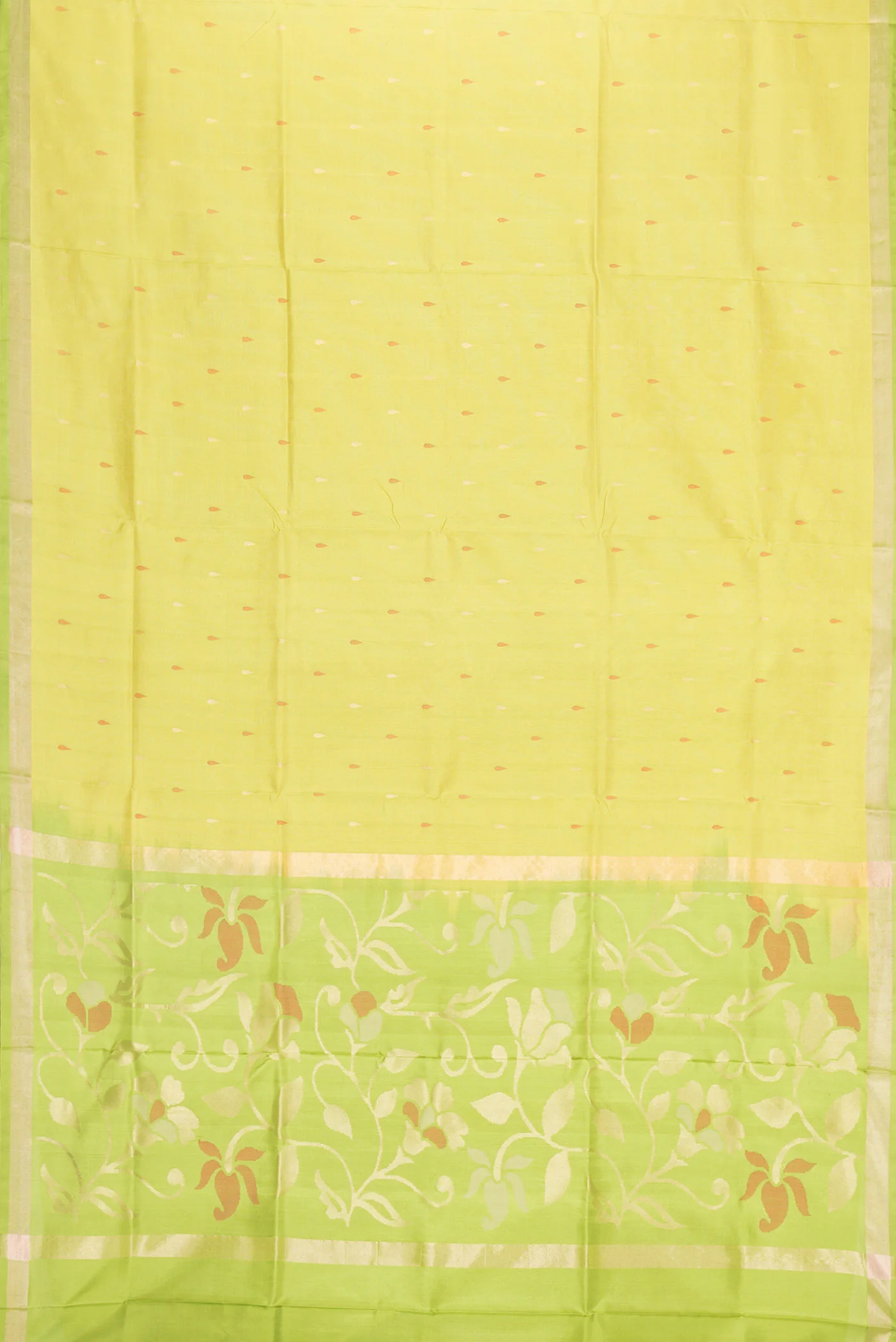 Parrot Green Dual Tone Uppada Silk Saree - Image 6