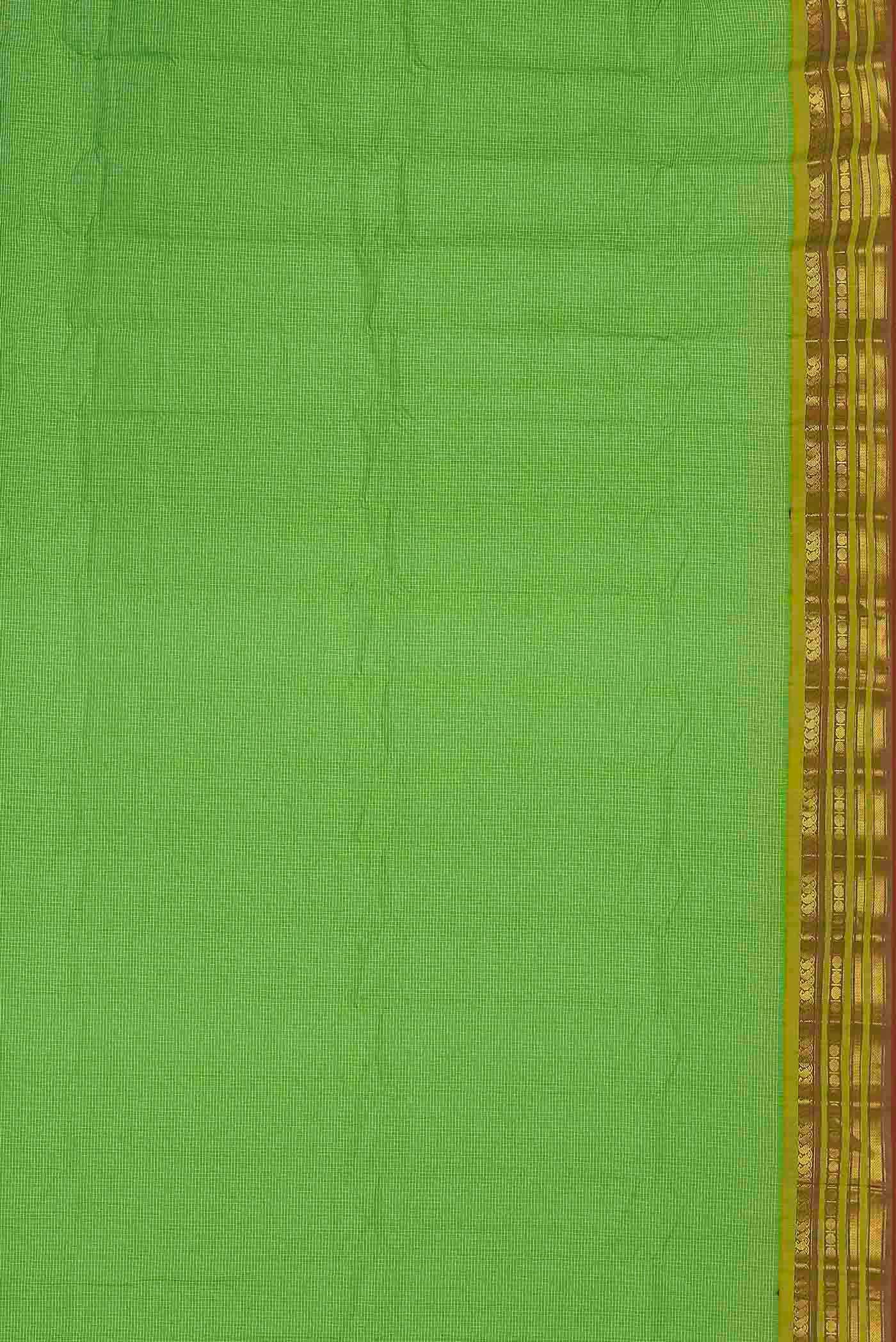Parrot Green Gadwal cotton Saree - Image 6