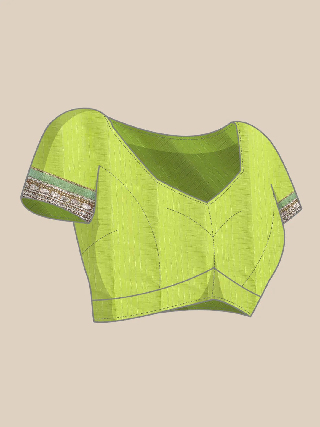 Parrot Green Gadwal Silk Cotton Saree - Image 7