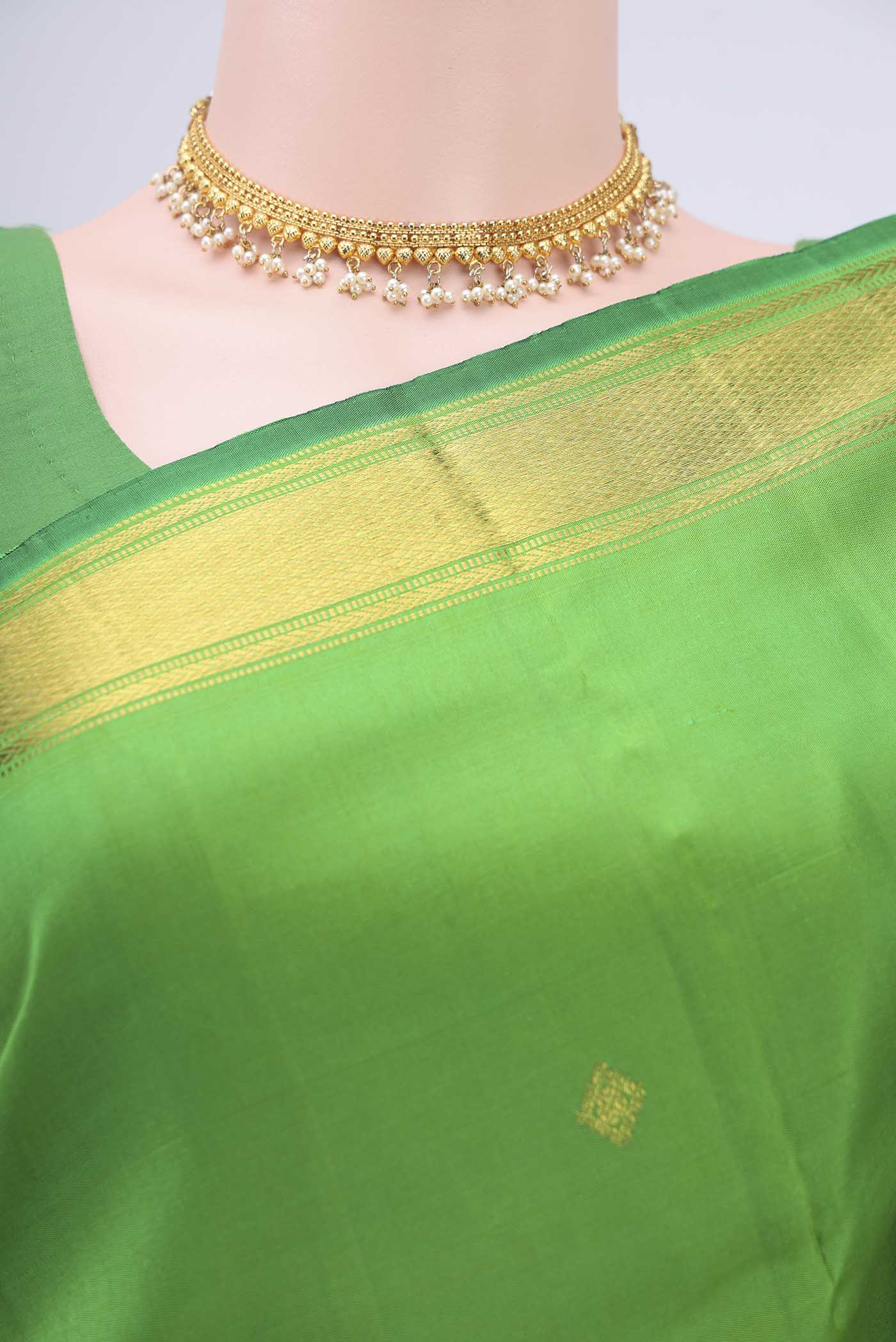 Parrot Green Kanchipuram Silk Saree - Image 2