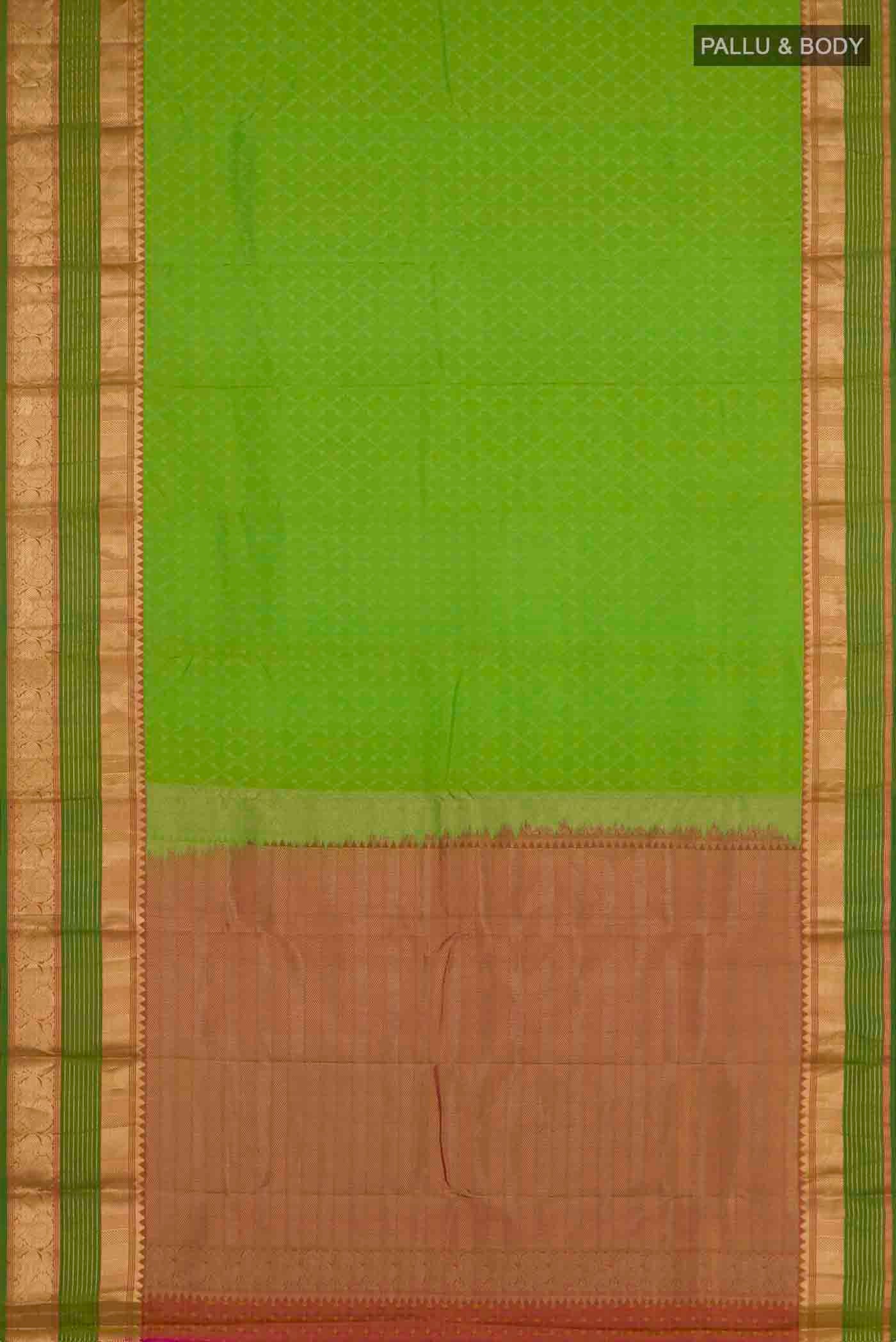Parrot Green Kanchipuram Silk Saree - Image 5