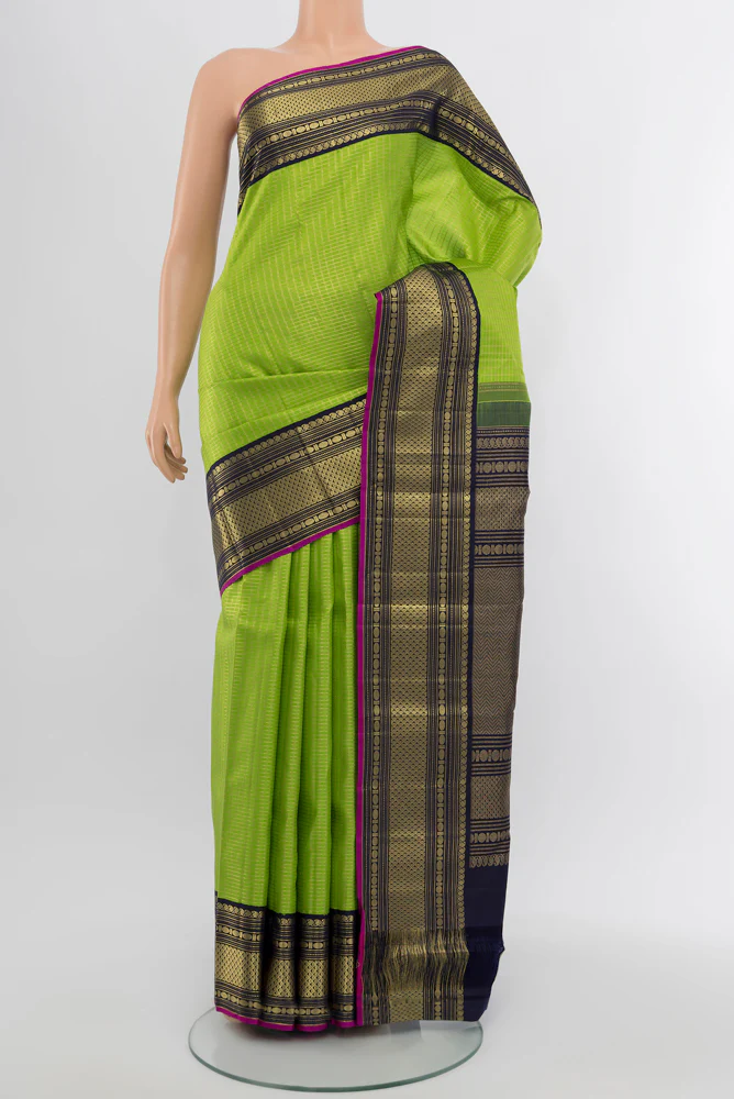 Parrot Green Kanchipuram Silk Saree