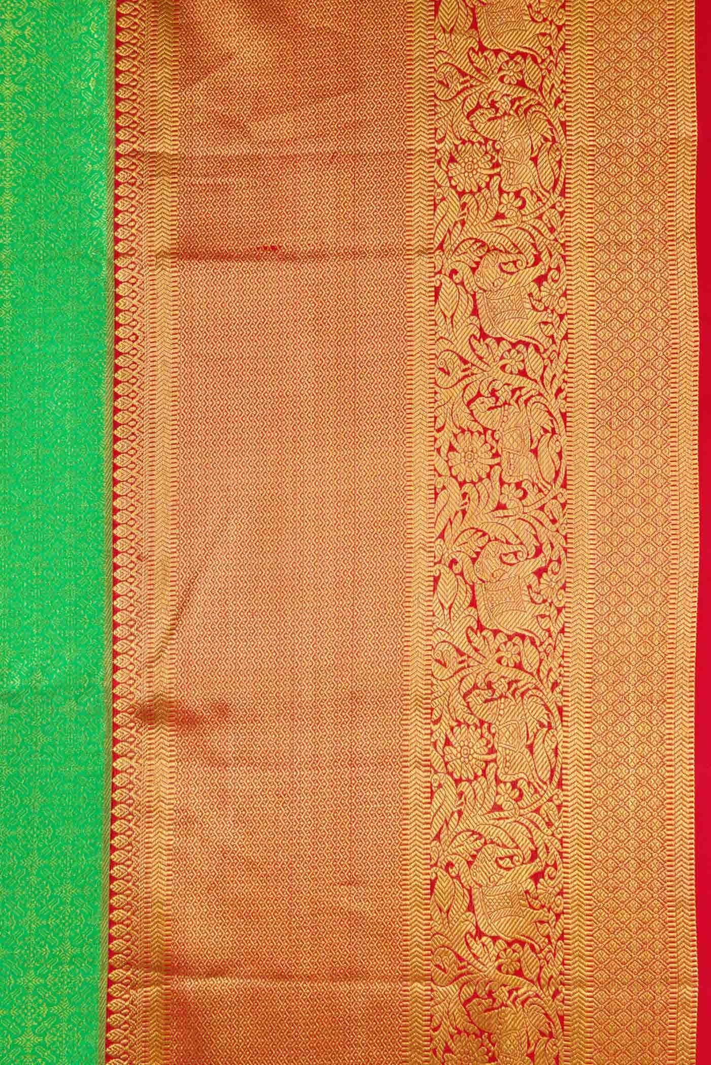 Parrot Green Kanchipuram Silk Saree - Image 5