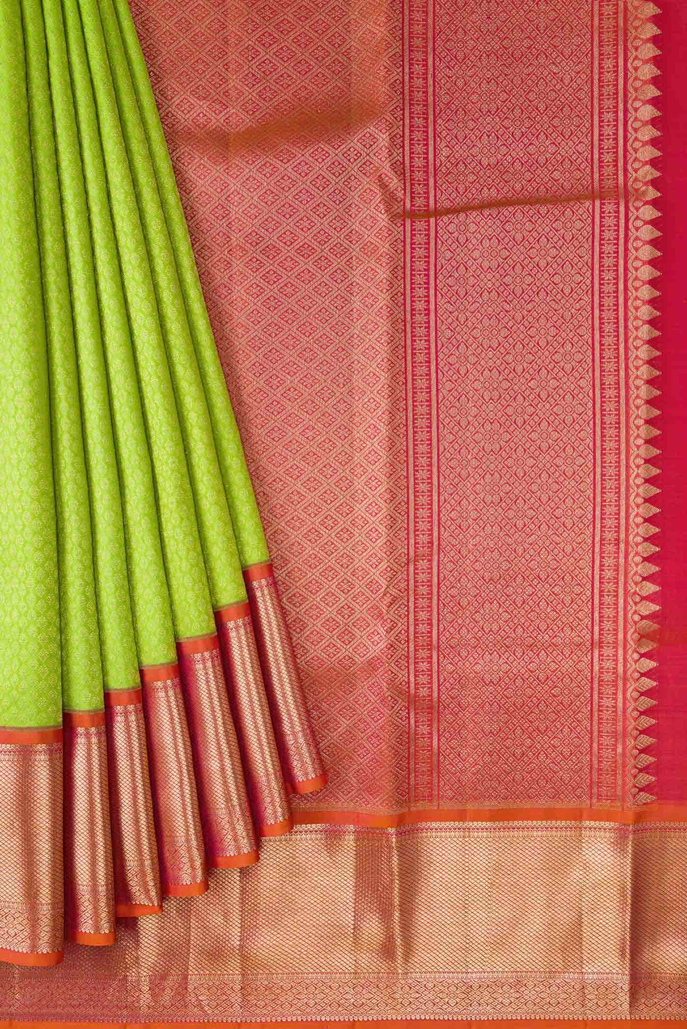Parrot Green Kanchipuram Silk Saree - Image 2