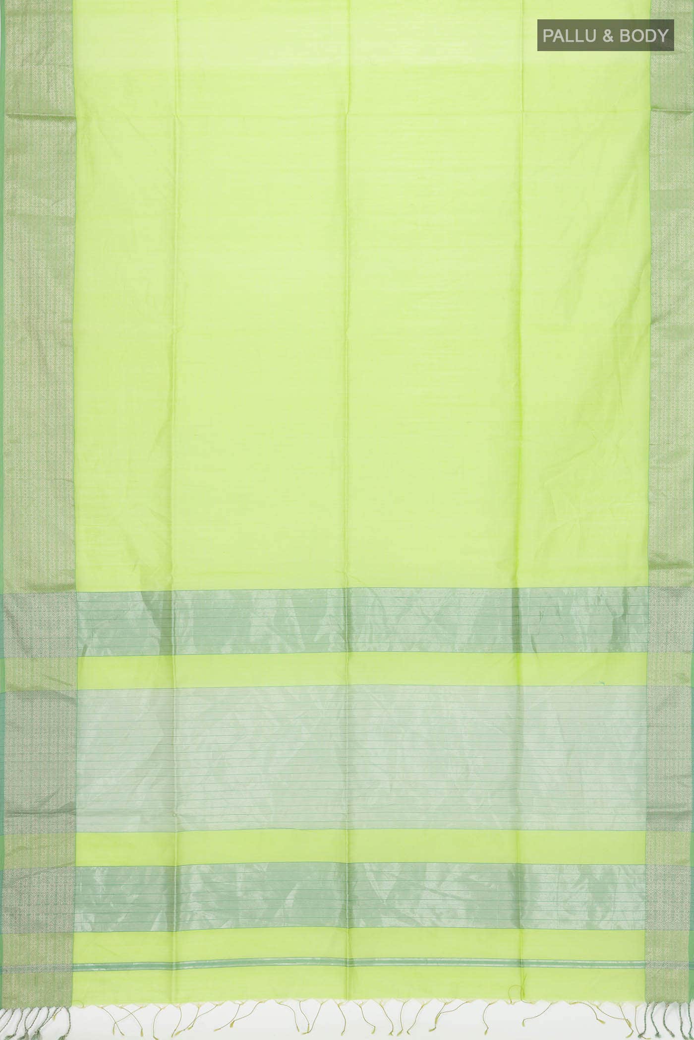 Parrot Green Maheshwari Silk Cotton Saree - Image 2