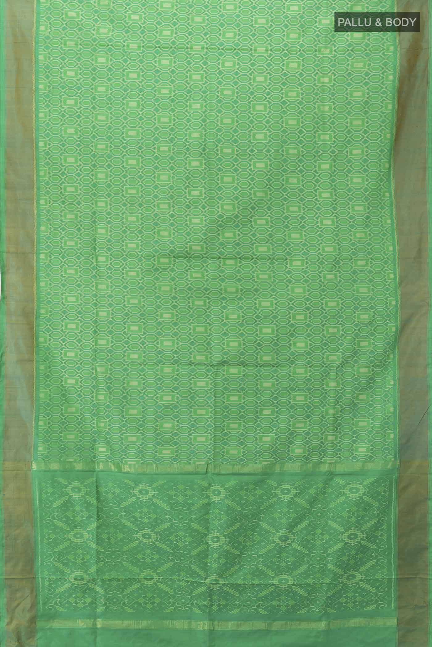 Green Pochampally Silk Saree - Image 5