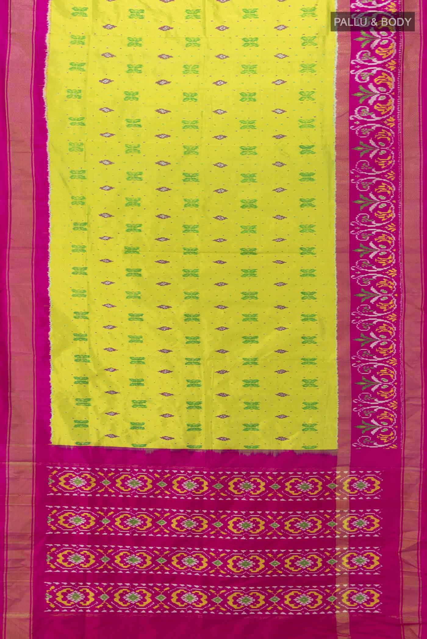 Parrot Green Pochampally Silk Saree - Image 5