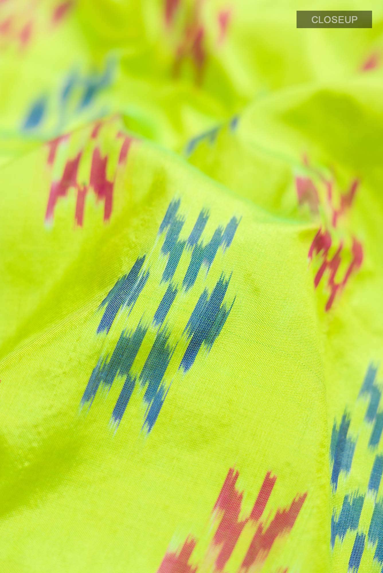 Parrot Green Pochampally Silk Saree - Image 2