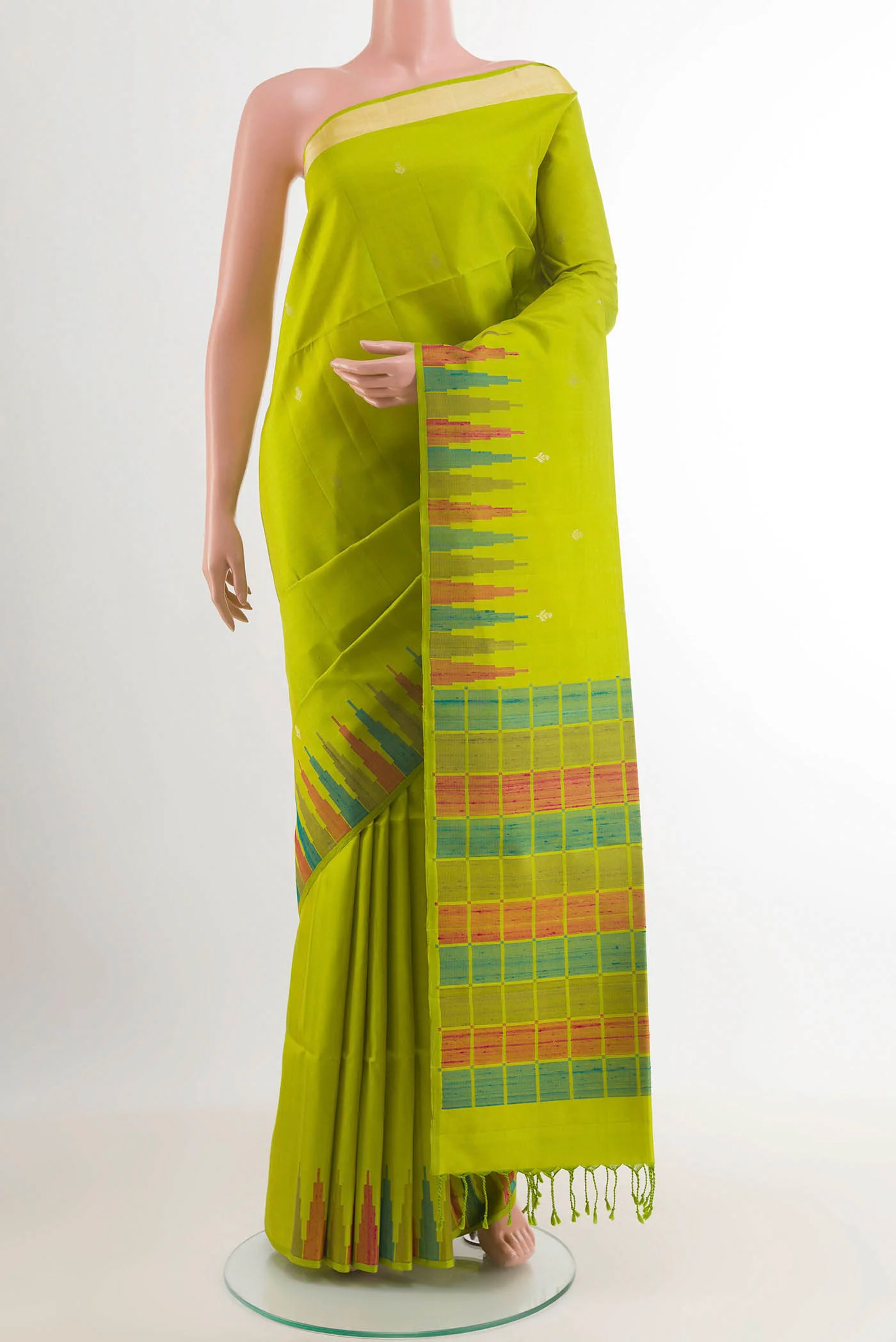 Parrot Green Soft Silk Saree