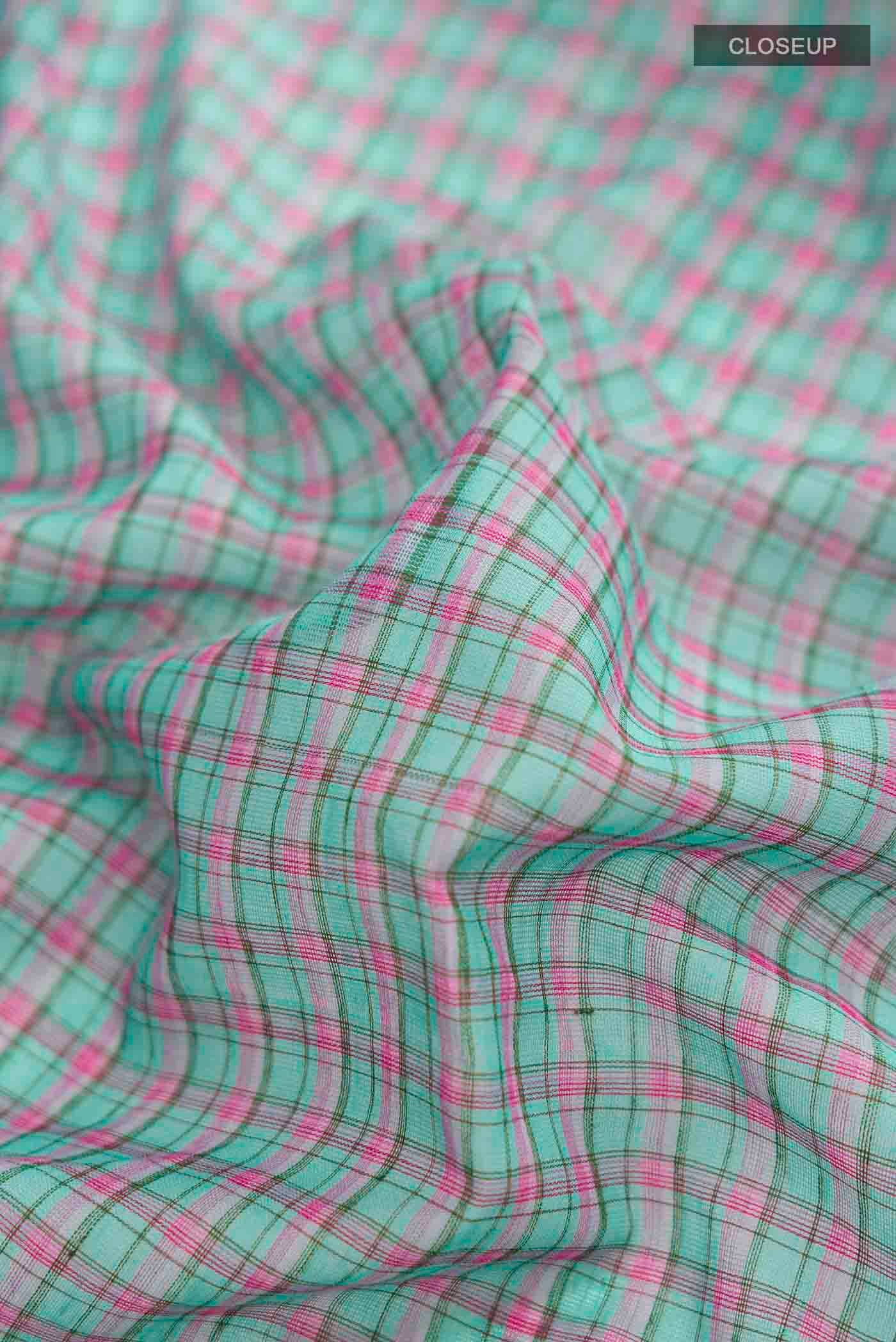 Patang-Teal Blue Cotton Saree - Image 7