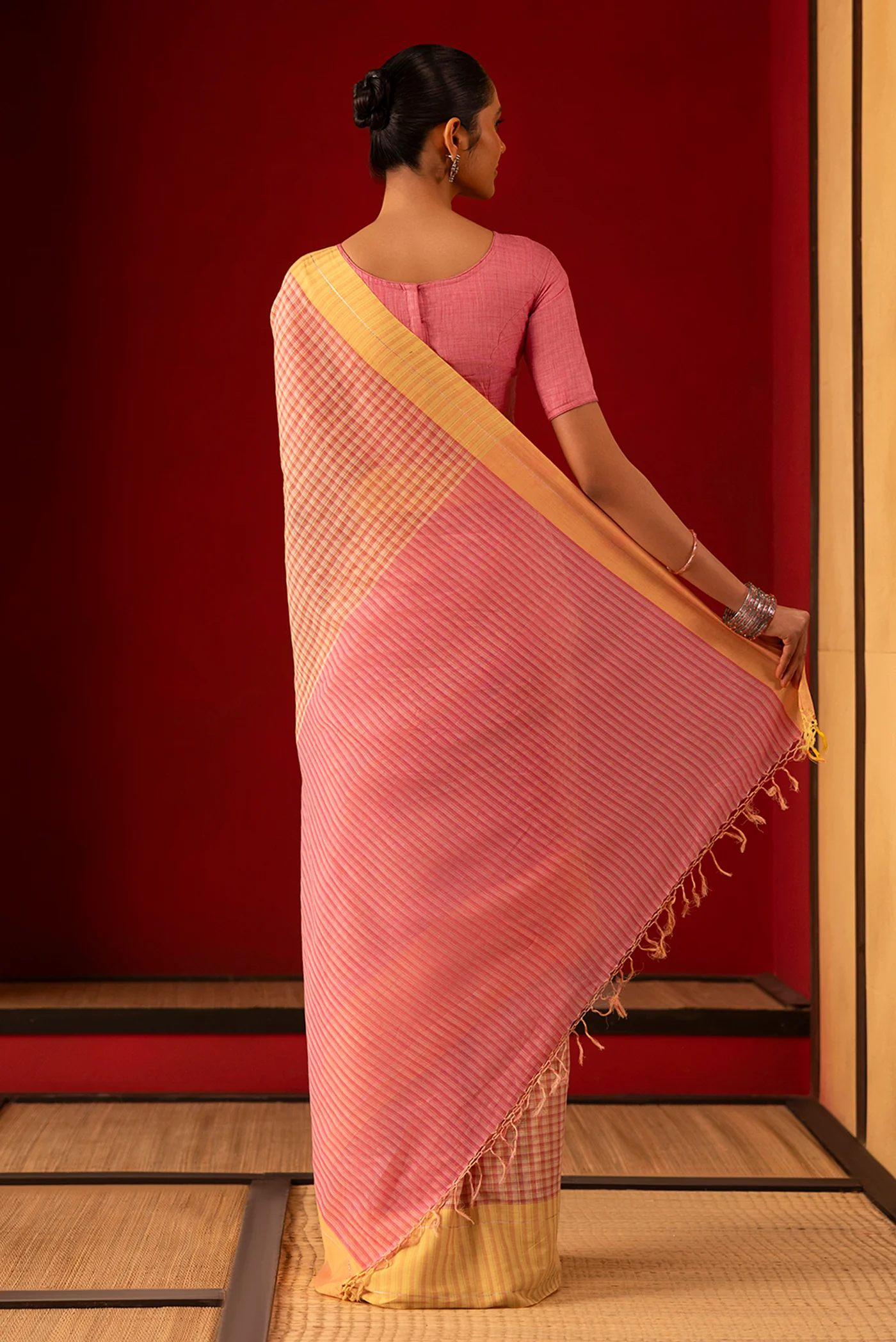 Patang-Yellow Cotton Saree - Image 6