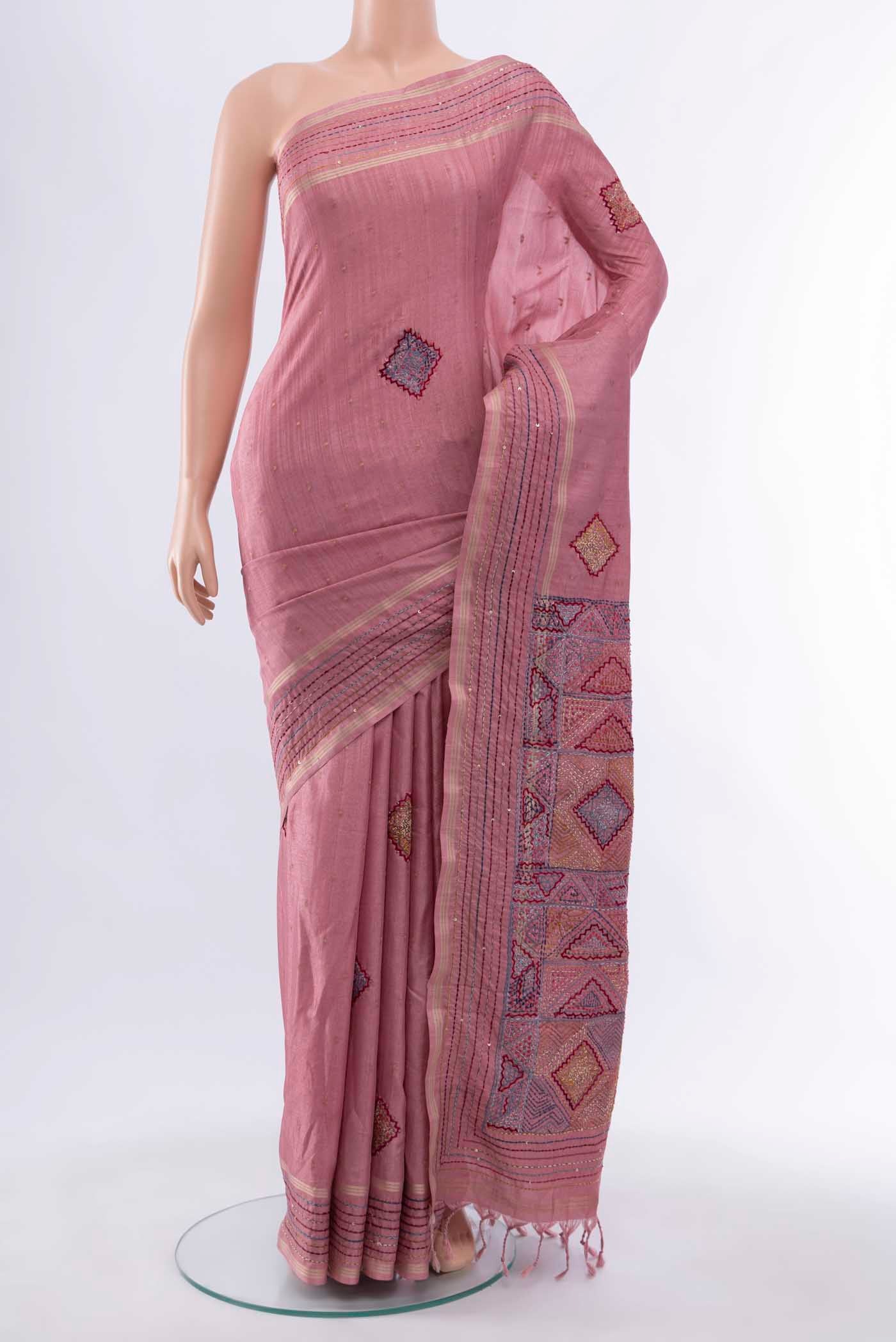 Peach Art Silk Saree
