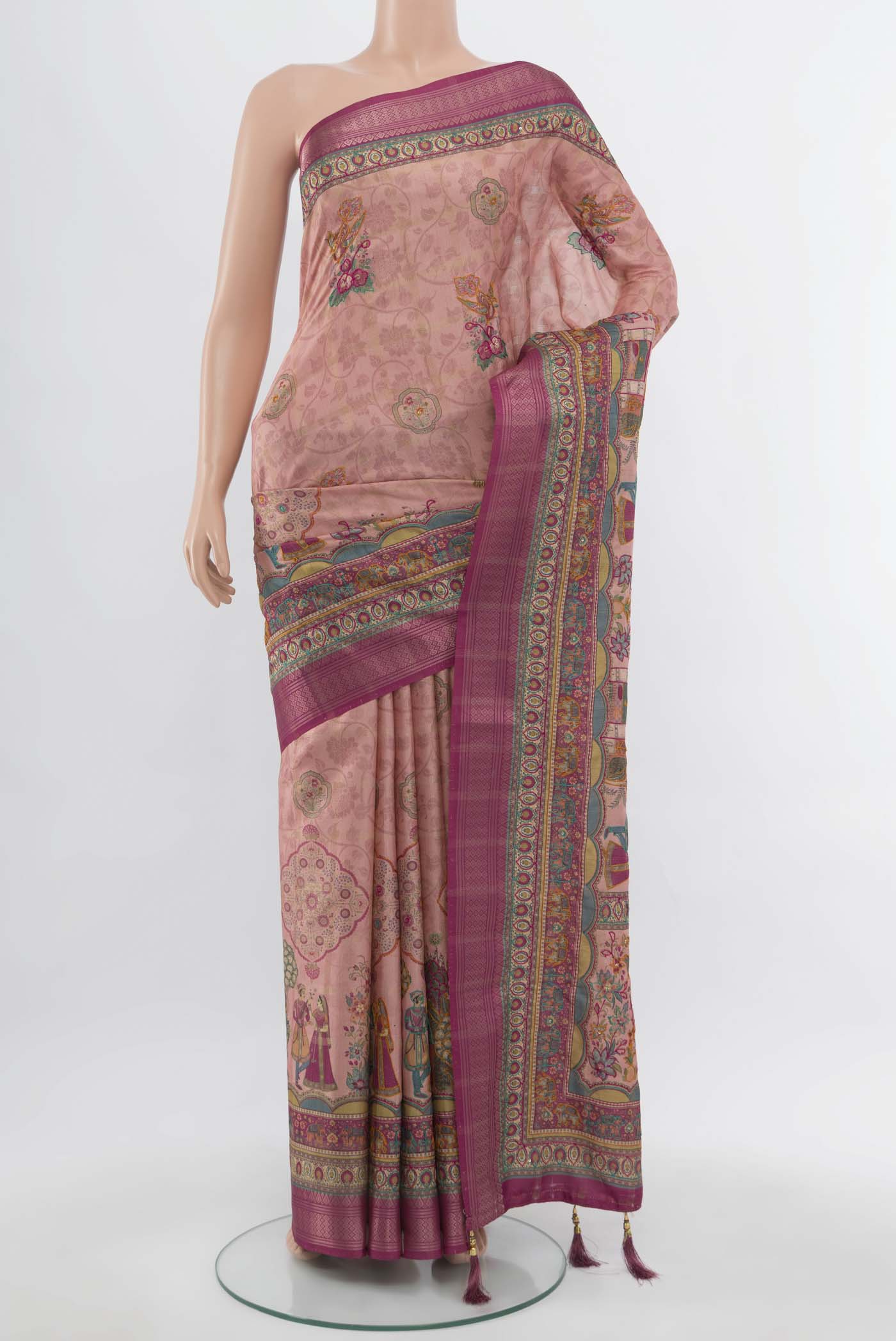 Rose pink Blended Art Silk Saree