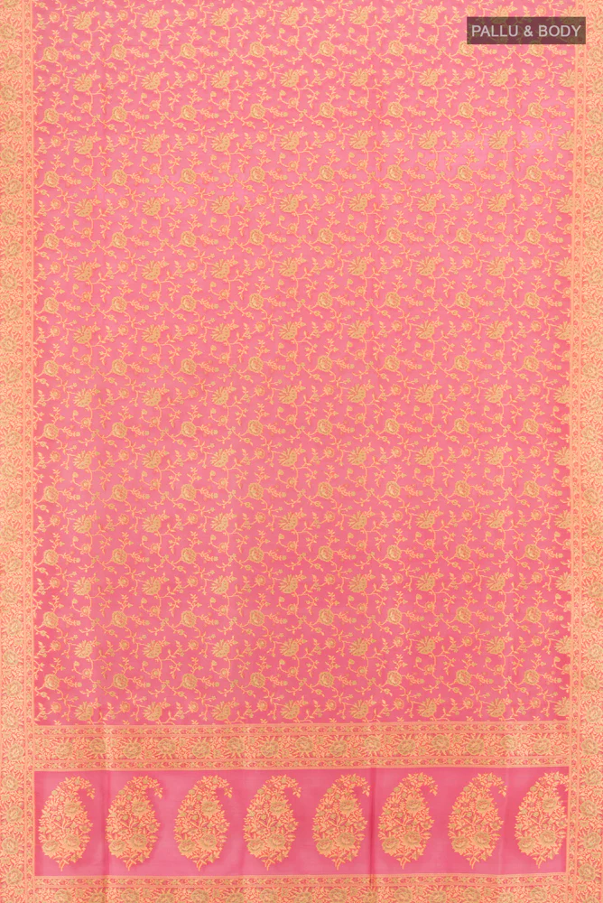 Rose pink Banarasi Silk Saree - Image 5