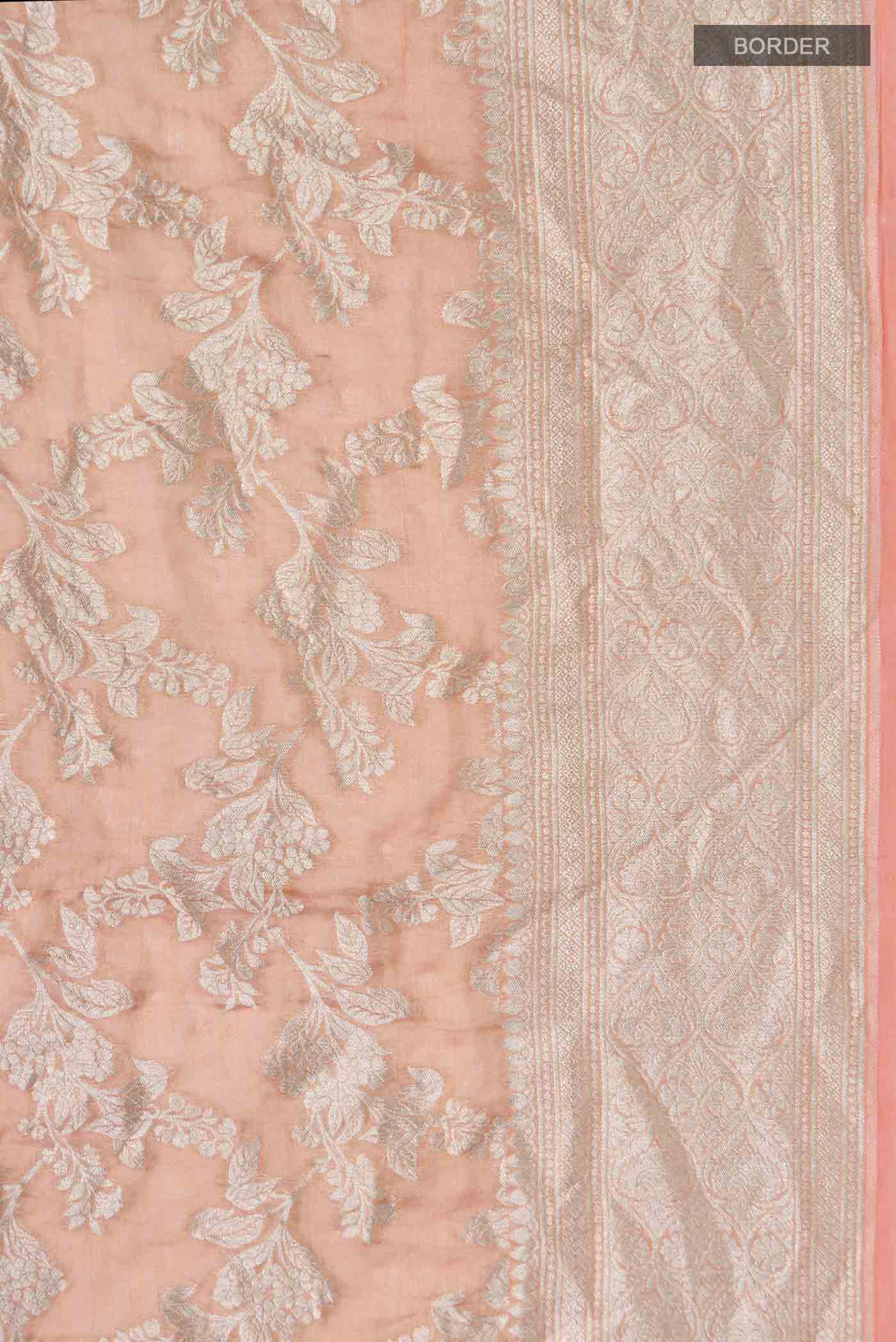 Peach Banarasi Georgette Saree - Image 3