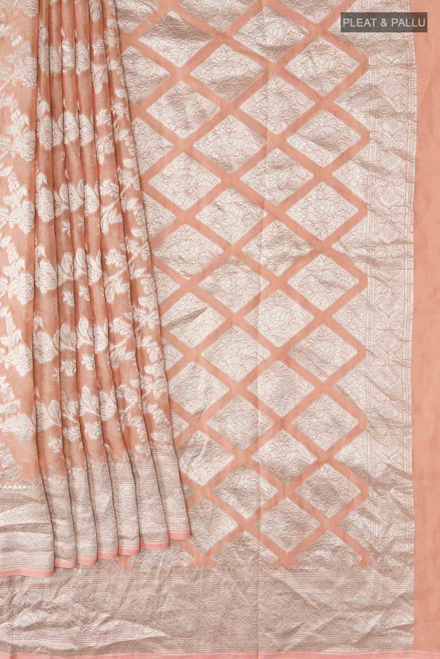 Peach Banarasi Georgette Saree - Image 4