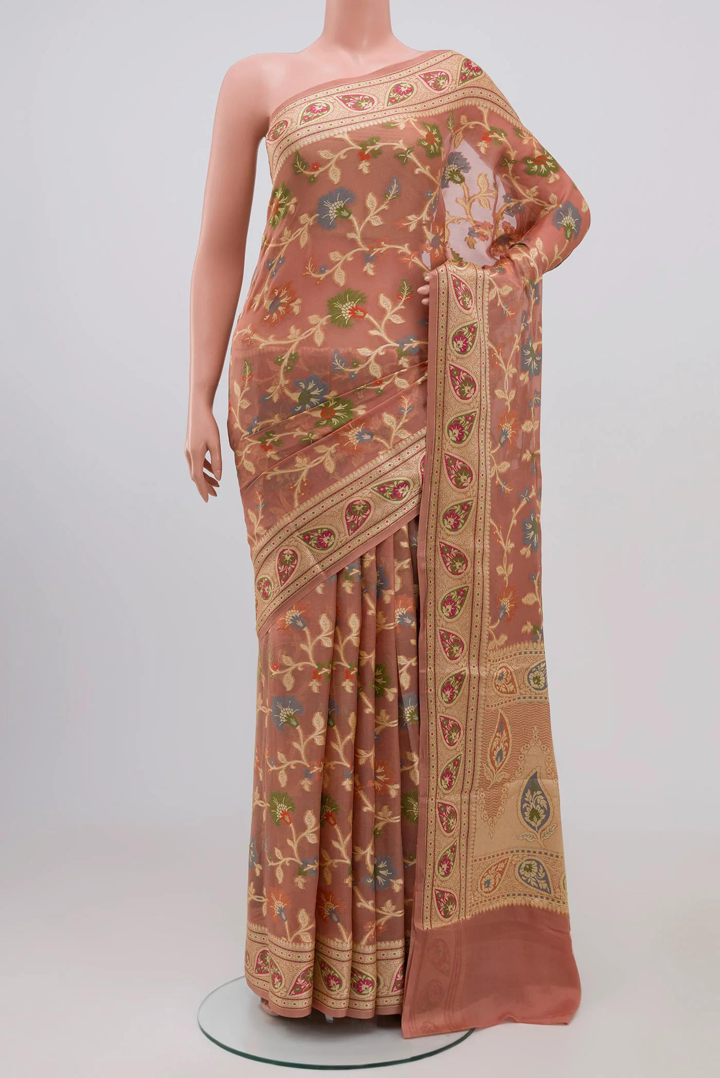 Rose Gold Banarasi Georgette Saree