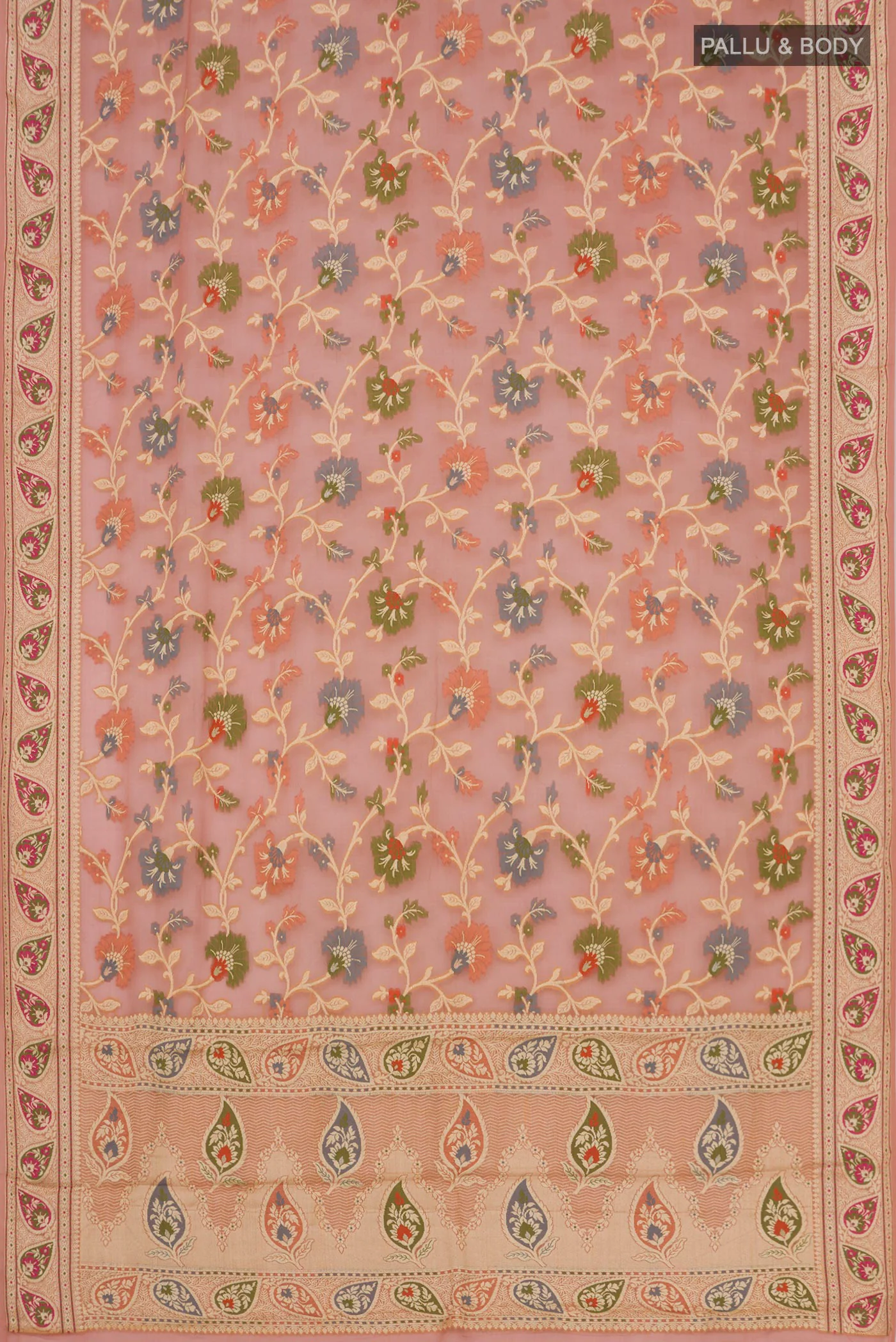 Rose Gold Banarasi Georgette Saree - Image 4