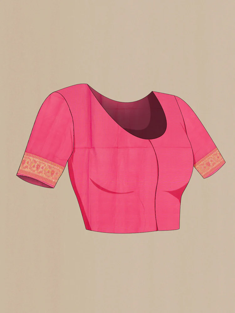 Pink Banarasi Silk Saree - Image 4