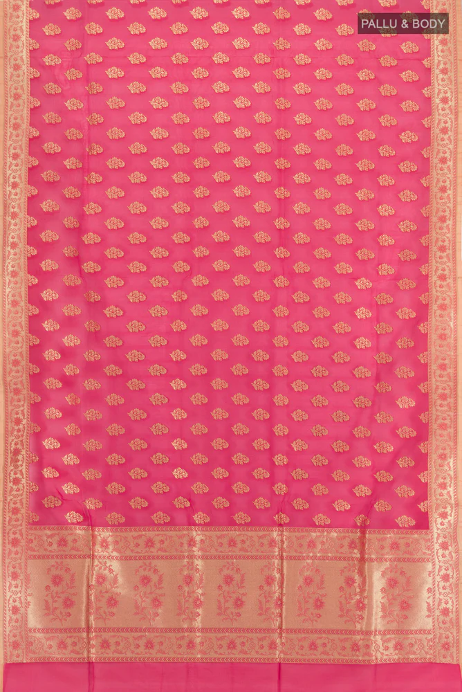 Pink Banarasi Silk Saree - Image 5