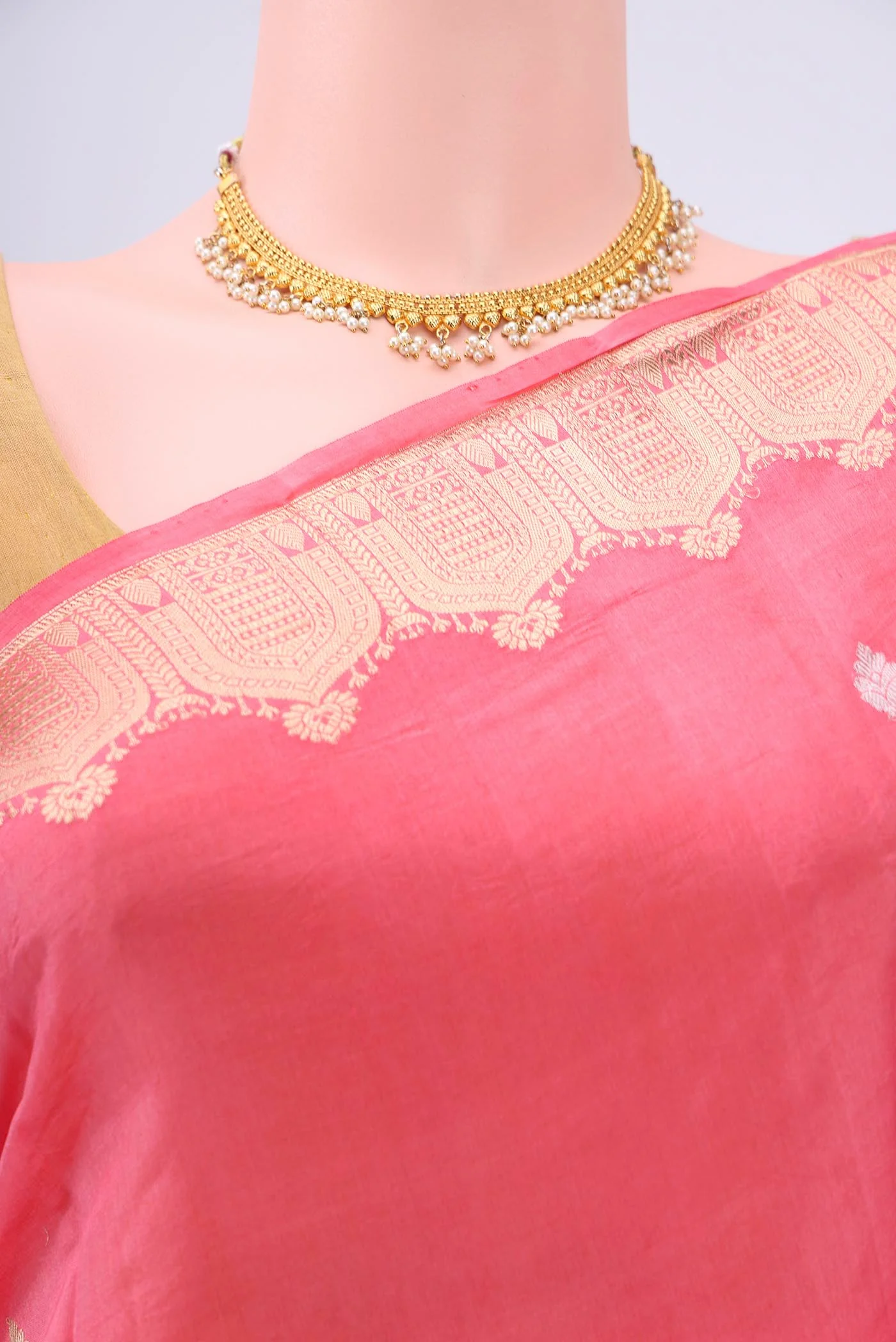 Peach Banarasi Katan Silk Saree - Image 2