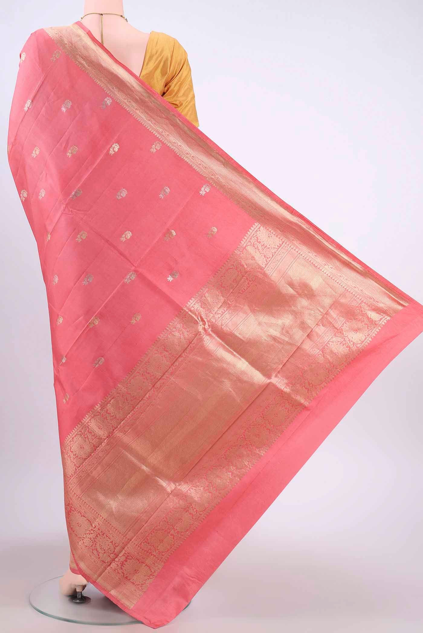Peach Banarasi Katan Silk Saree - Image 3