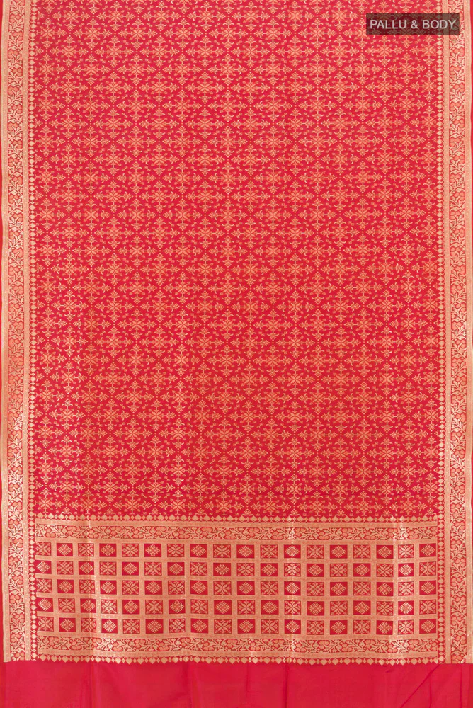 Red Banarasi Silk Saree - Image 5