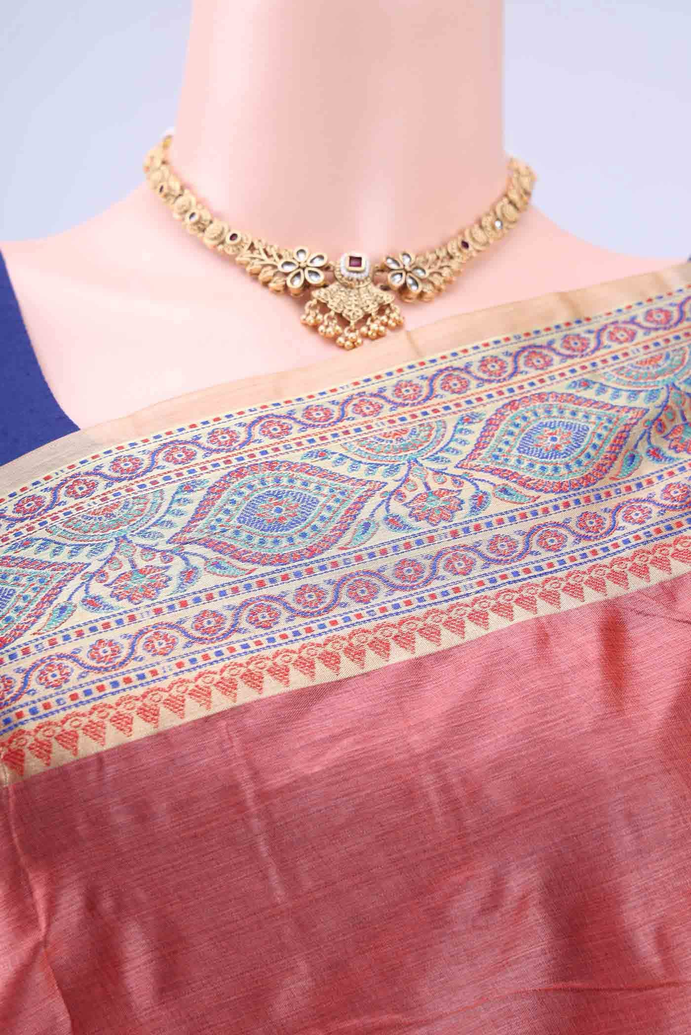 Peach Banarasi Silk Saree - Image 3