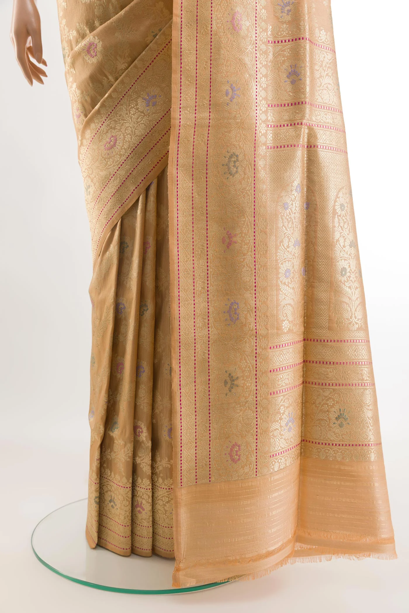 Sandal Banarasi Tussar Silk Saree - Image 3