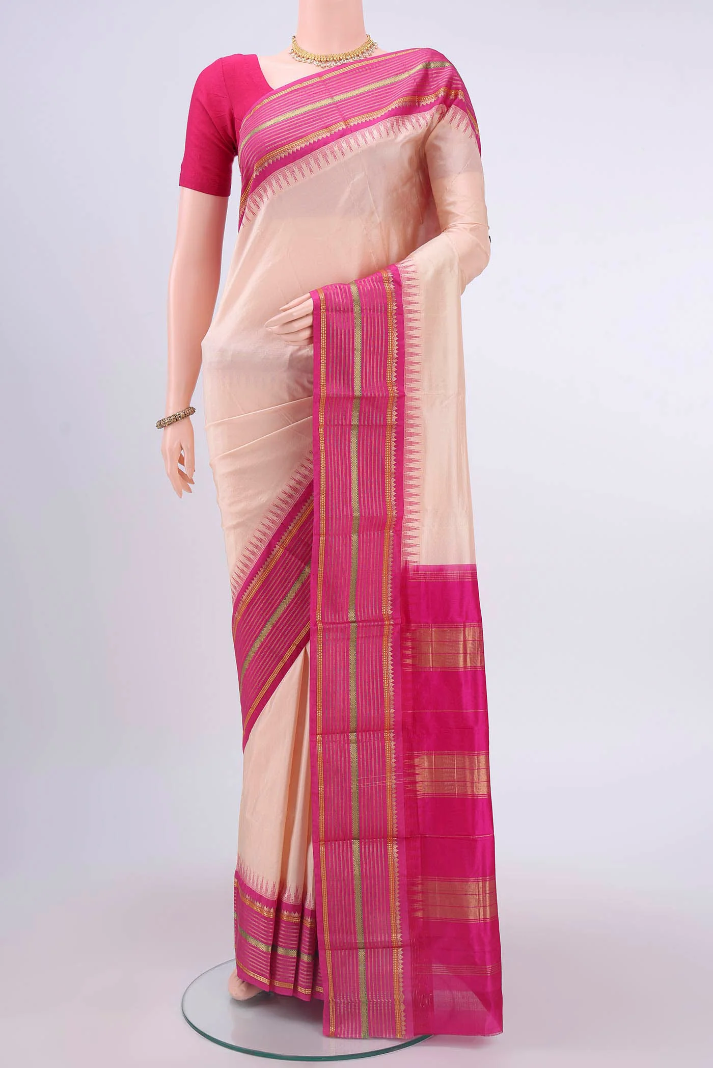 Peach Bangalore Silk - kadyal Saree