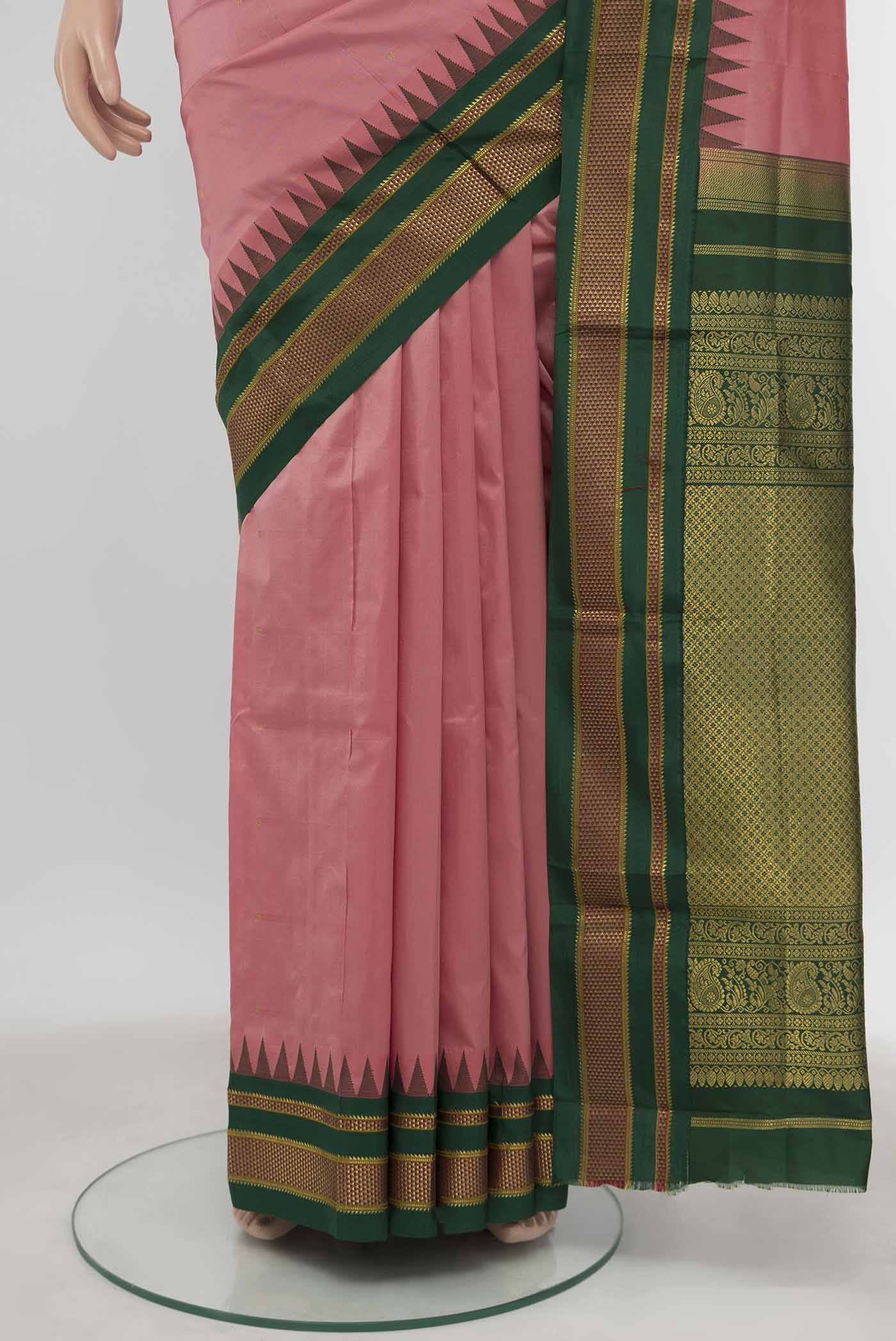 Peach Bangalore Silk - kadyal Saree - Image 3