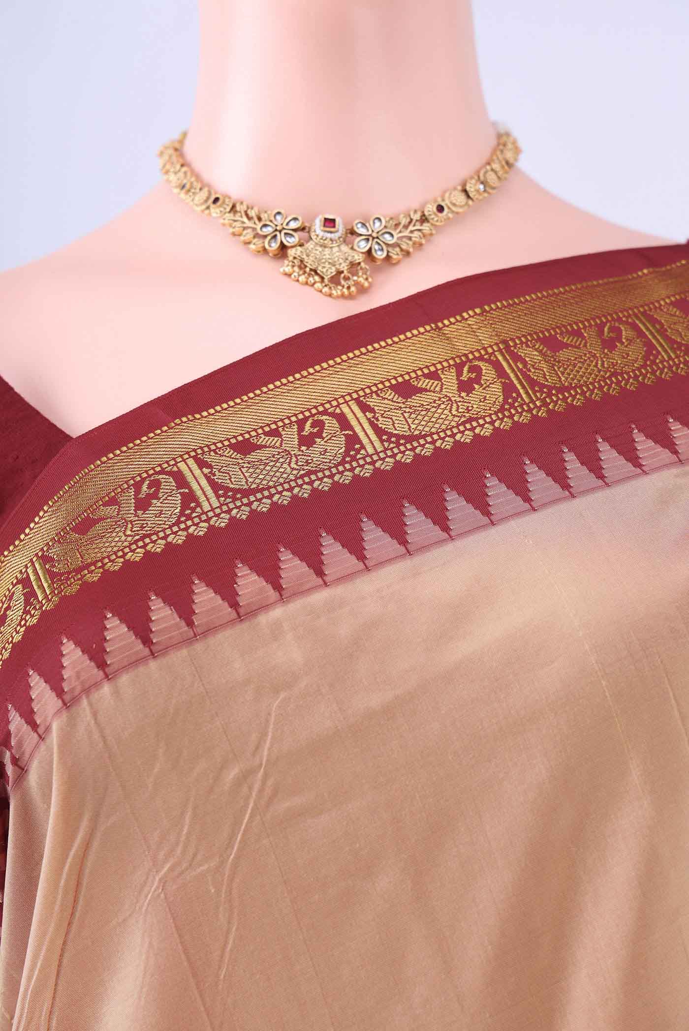 Peach Bangalore Silk Saree - Image 2
