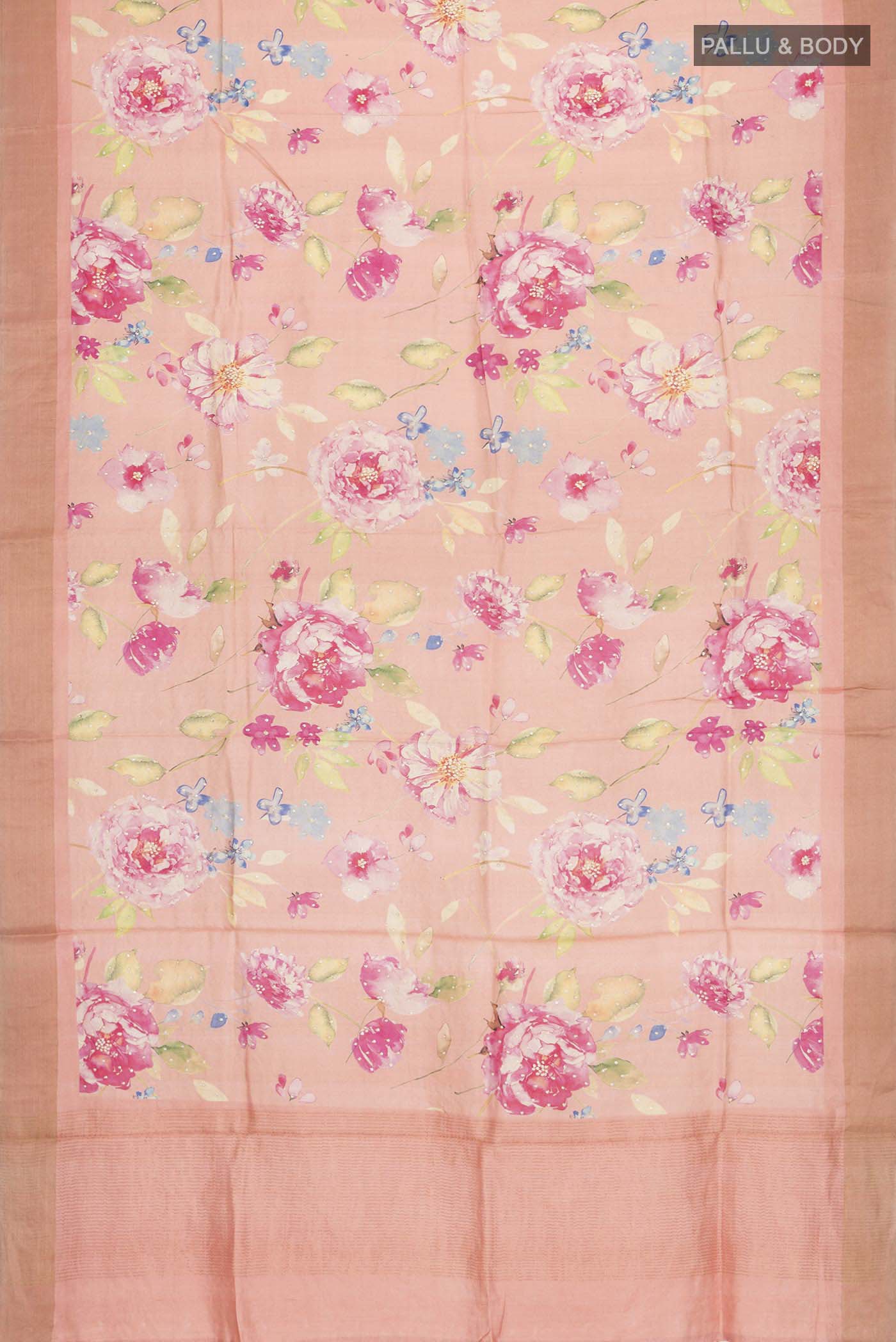 Peach Bhagalpuri Tussar Silk Saree - Image 5