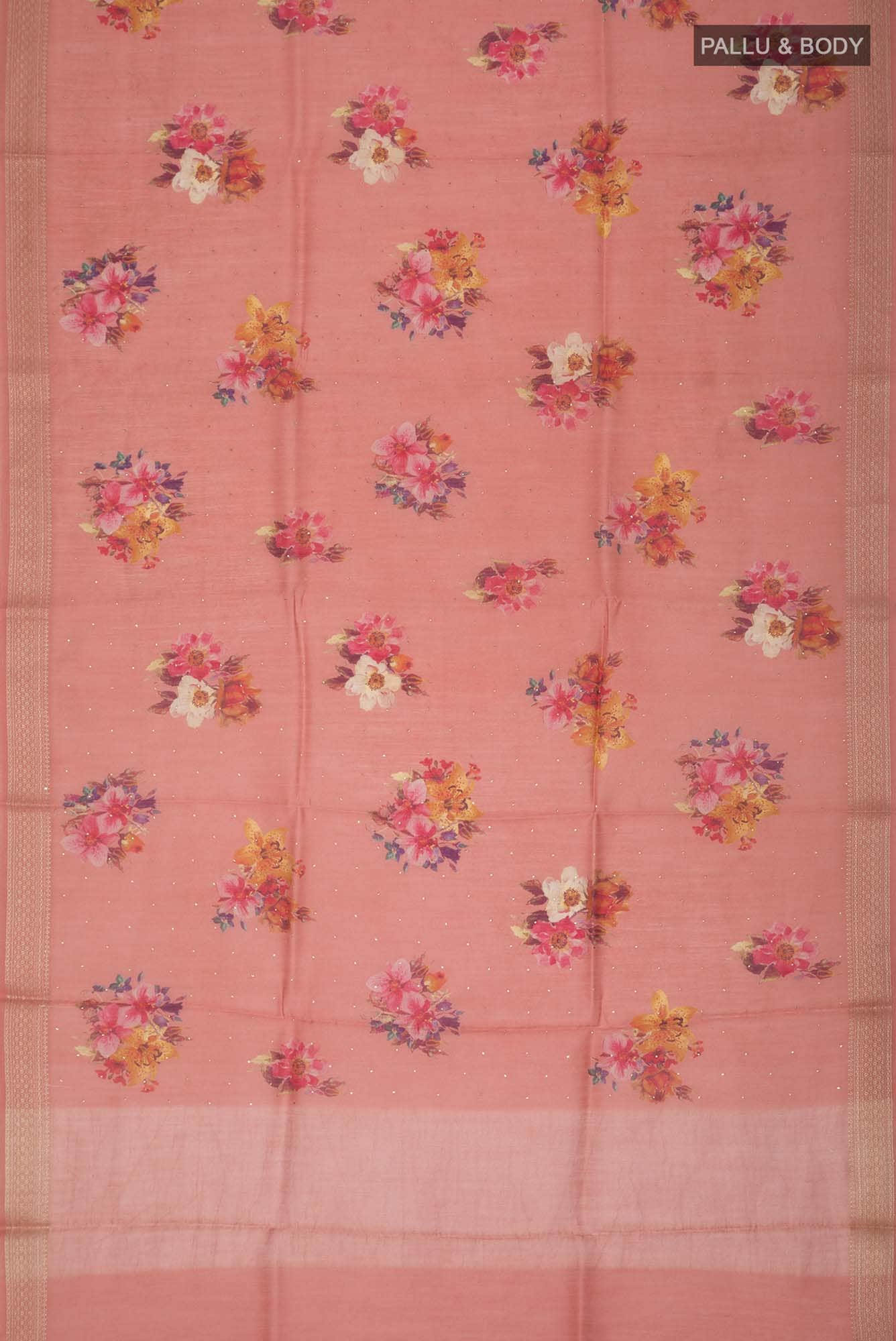 Peach Bhagalpuri Tussar Silk Saree - Image 3