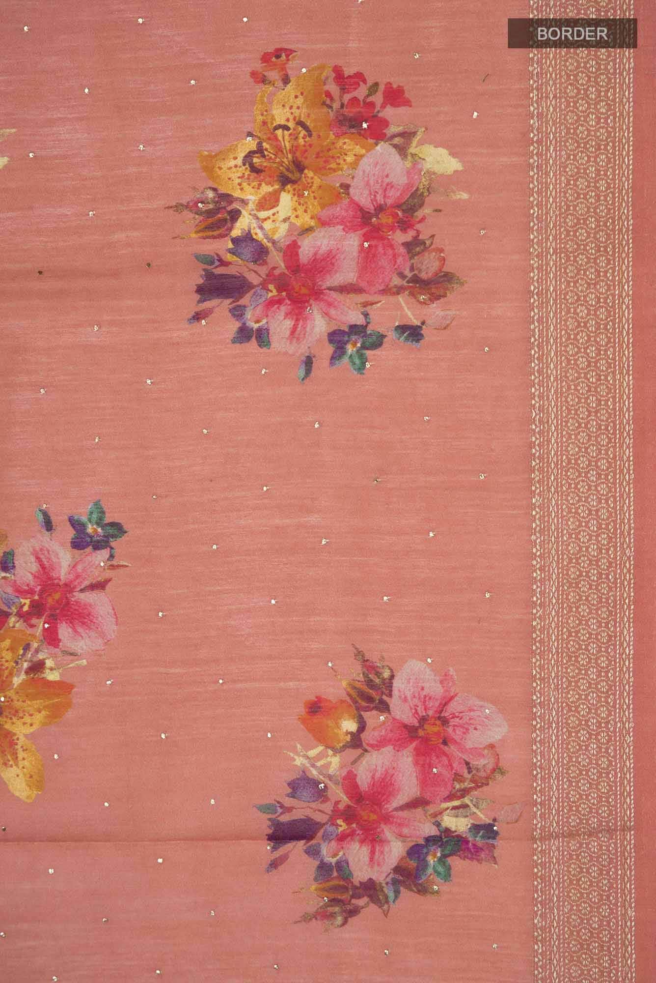Peach Bhagalpuri Tussar Silk Saree - Image 4