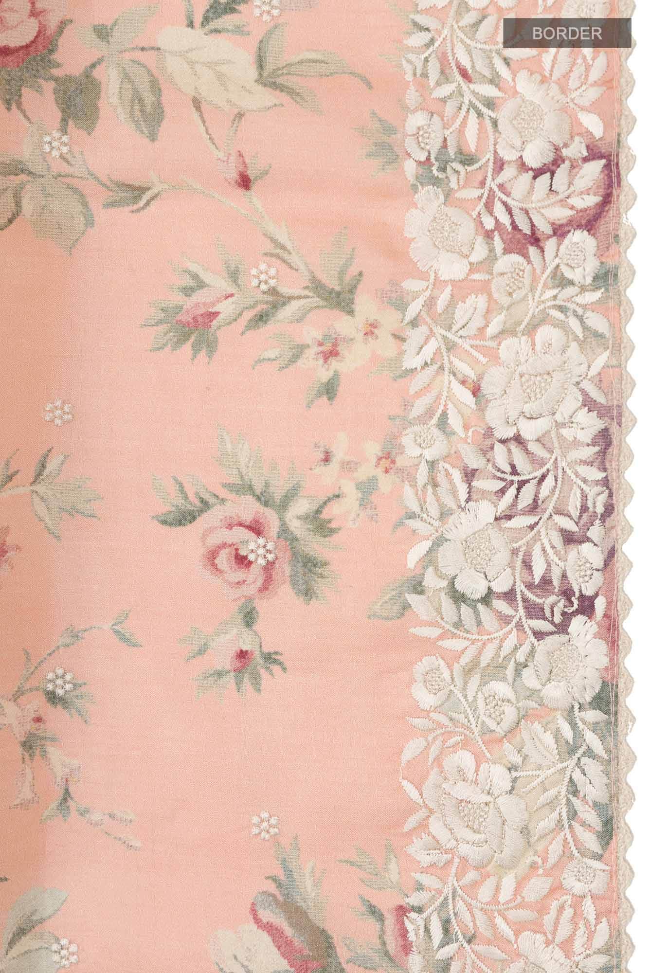 Peach Bhagalpuri Tussar Silk Saree - Image 5