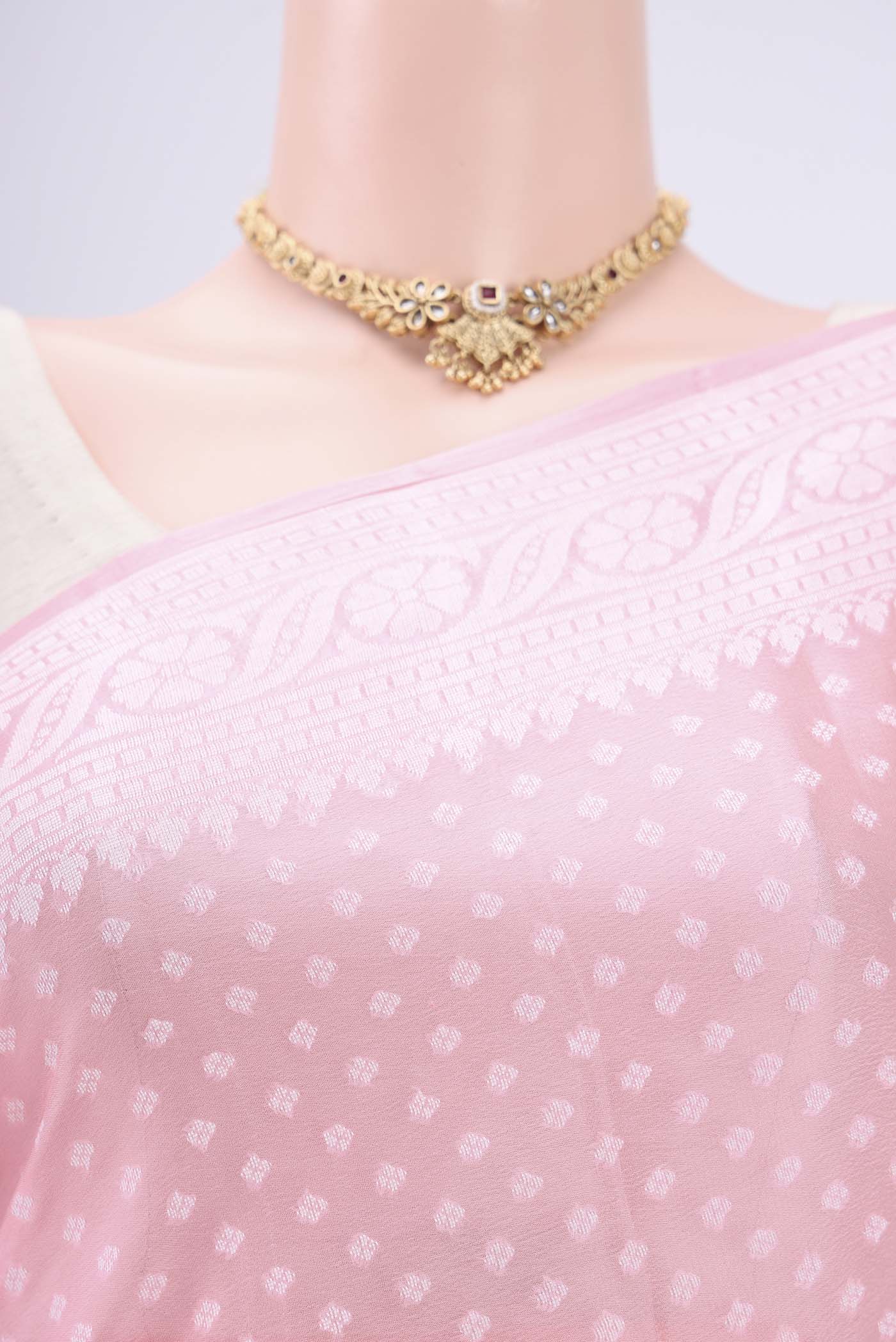 Peach Blended Banarasi Georgette Saree - Image 2