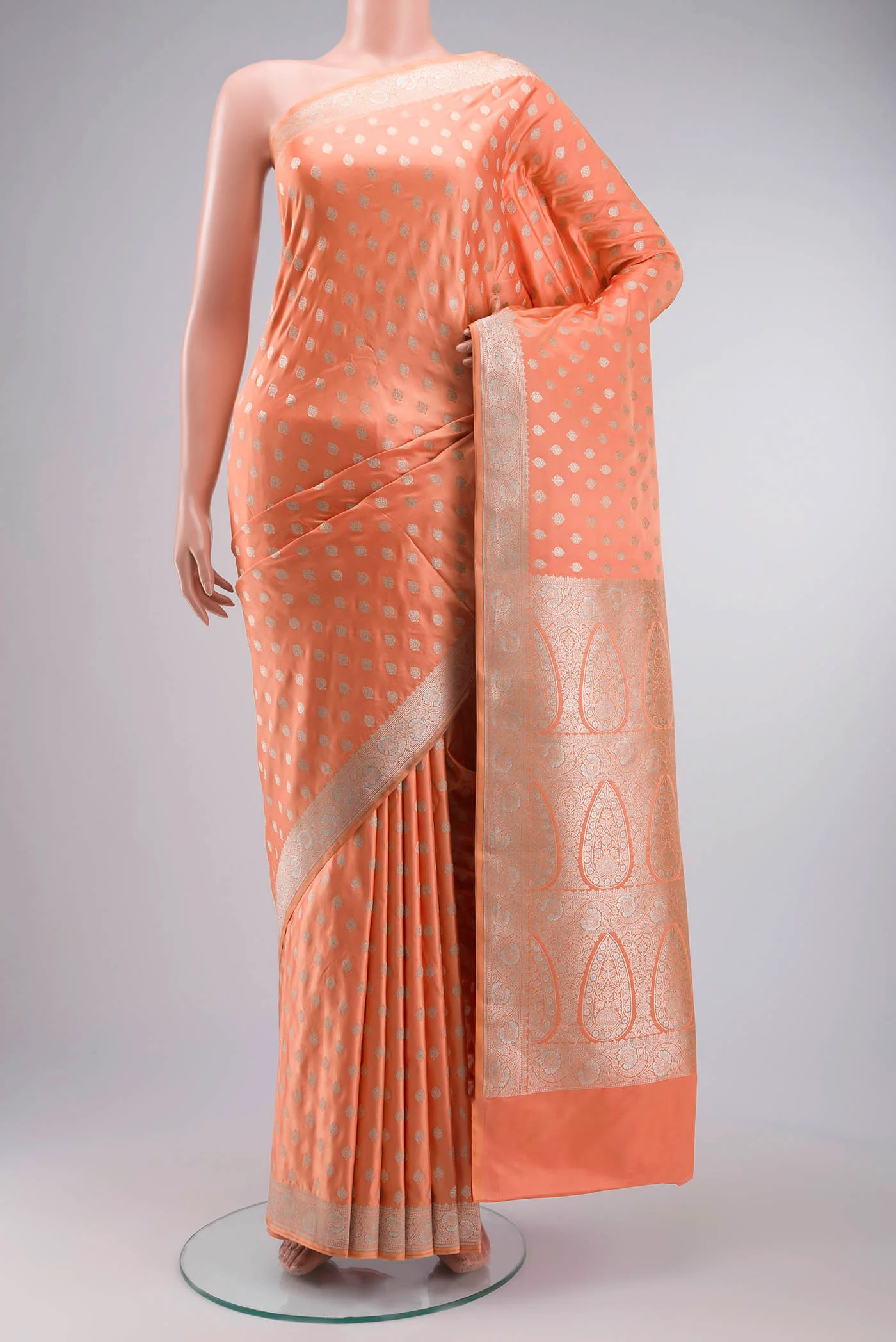 Peach Blended Banarasi Silk Saree