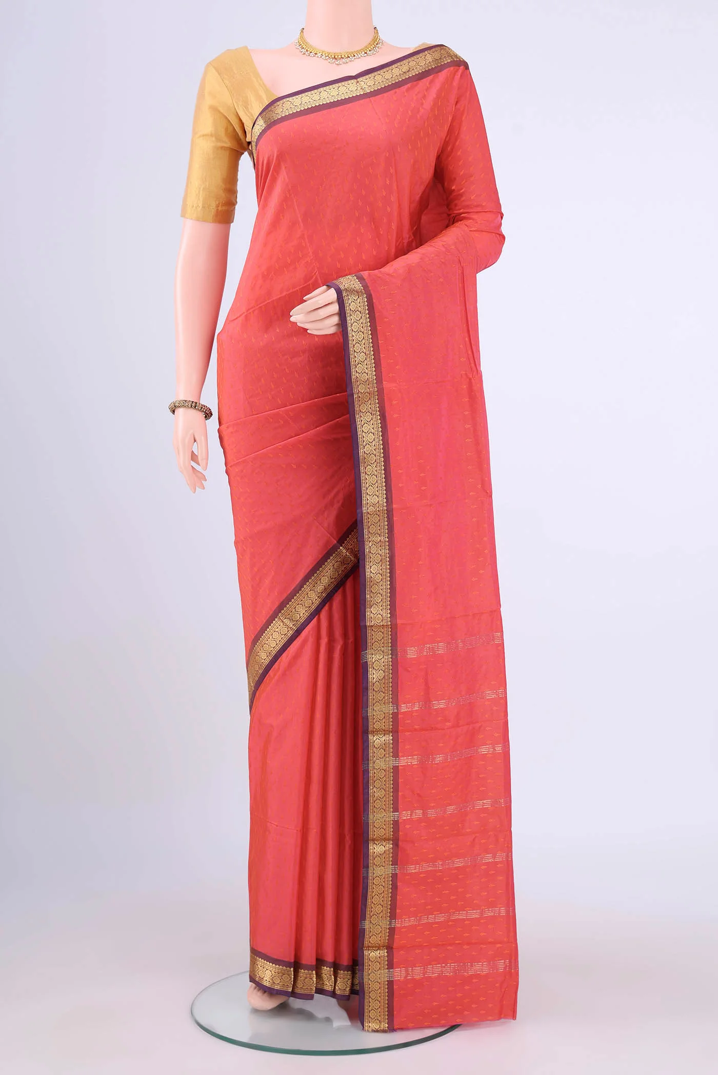 Peach Blended Bangalore Silk Saree