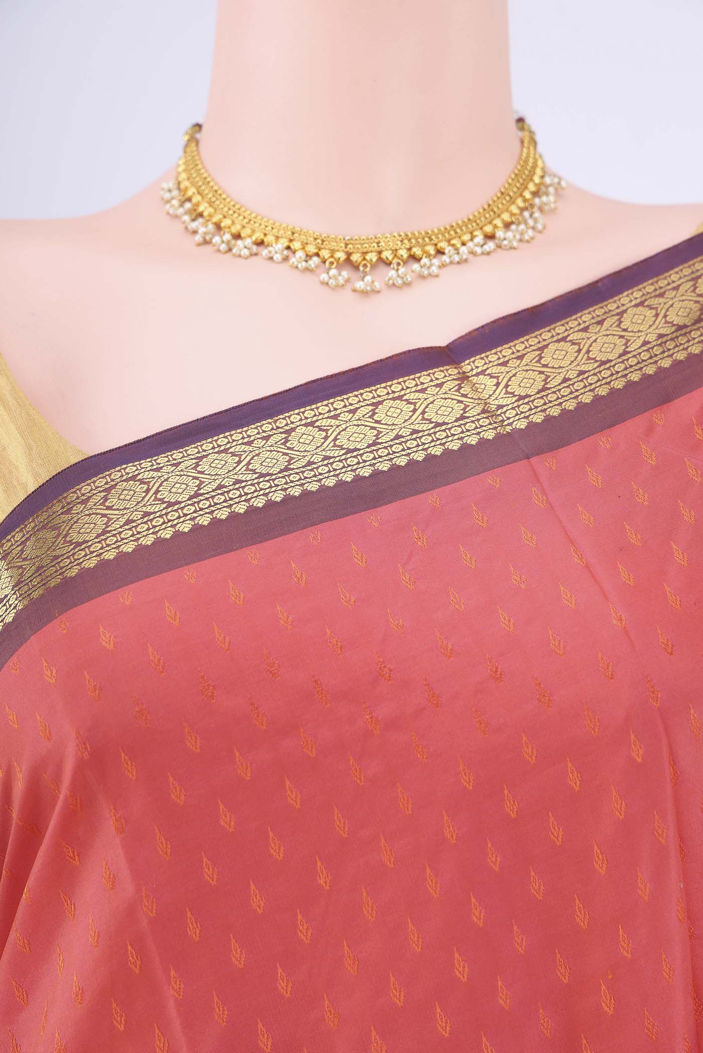 Peach Blended Bangalore Silk Saree - Image 2