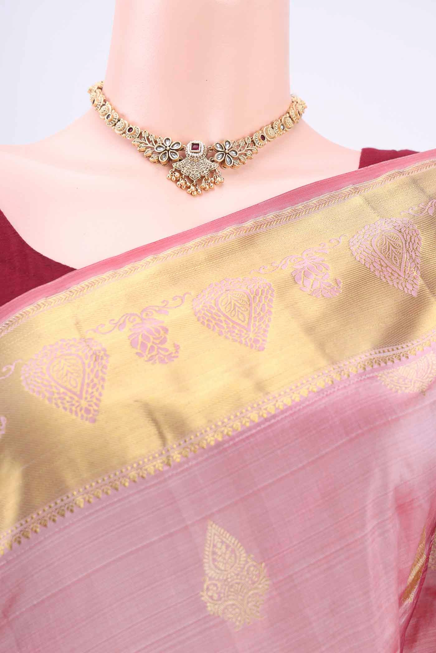 Peach Blended Bangalore Silk Saree - Image 2
