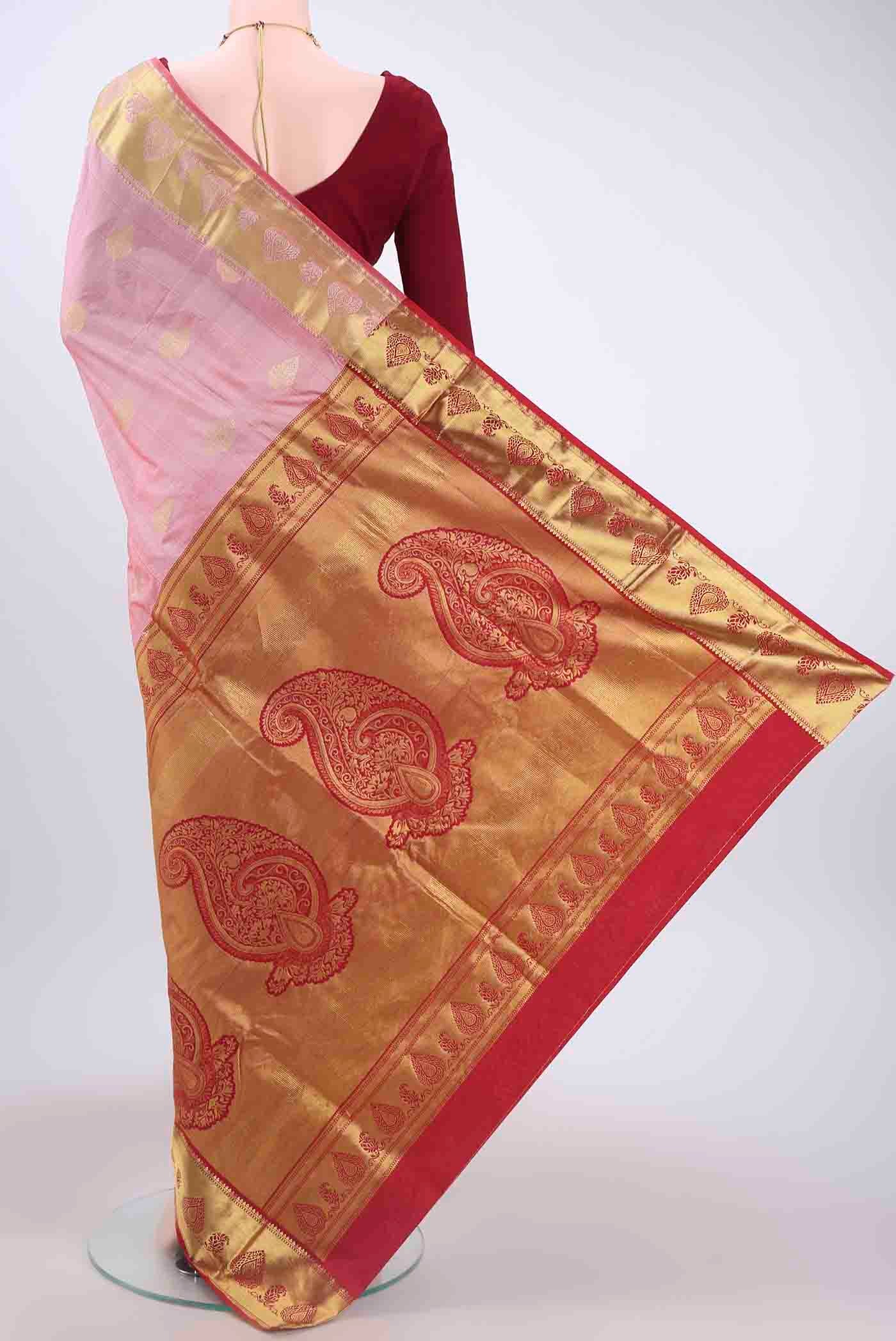 Peach Blended Bangalore Silk Saree - Image 3