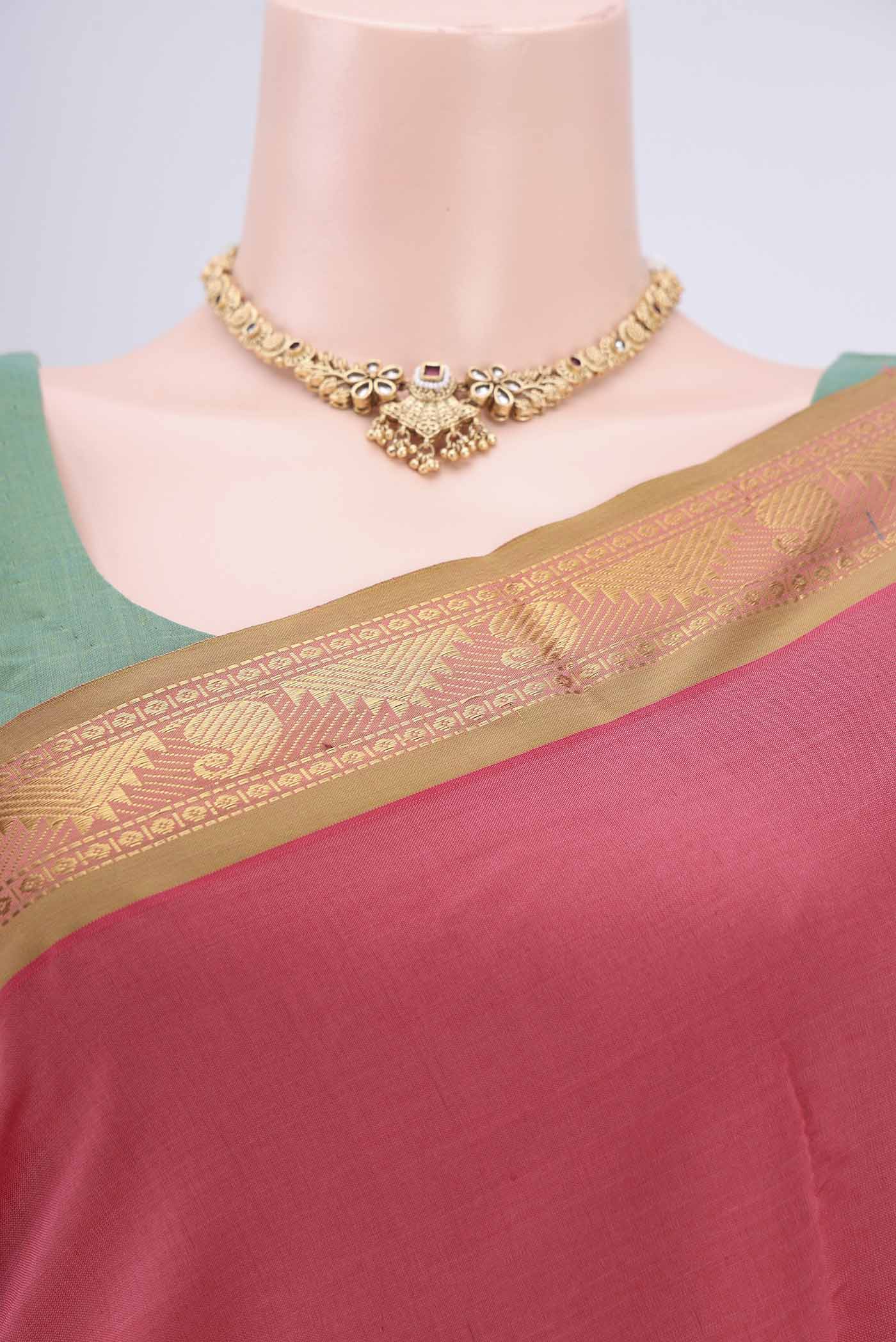 Coral Blended Poly Cotton Saree - Image 2