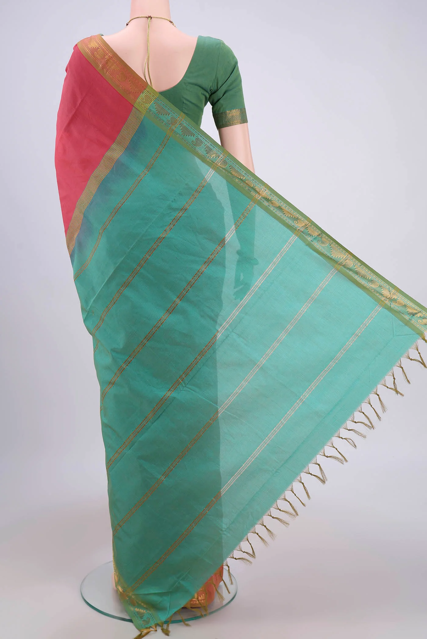 Coral Blended Poly Cotton Saree - Image 3