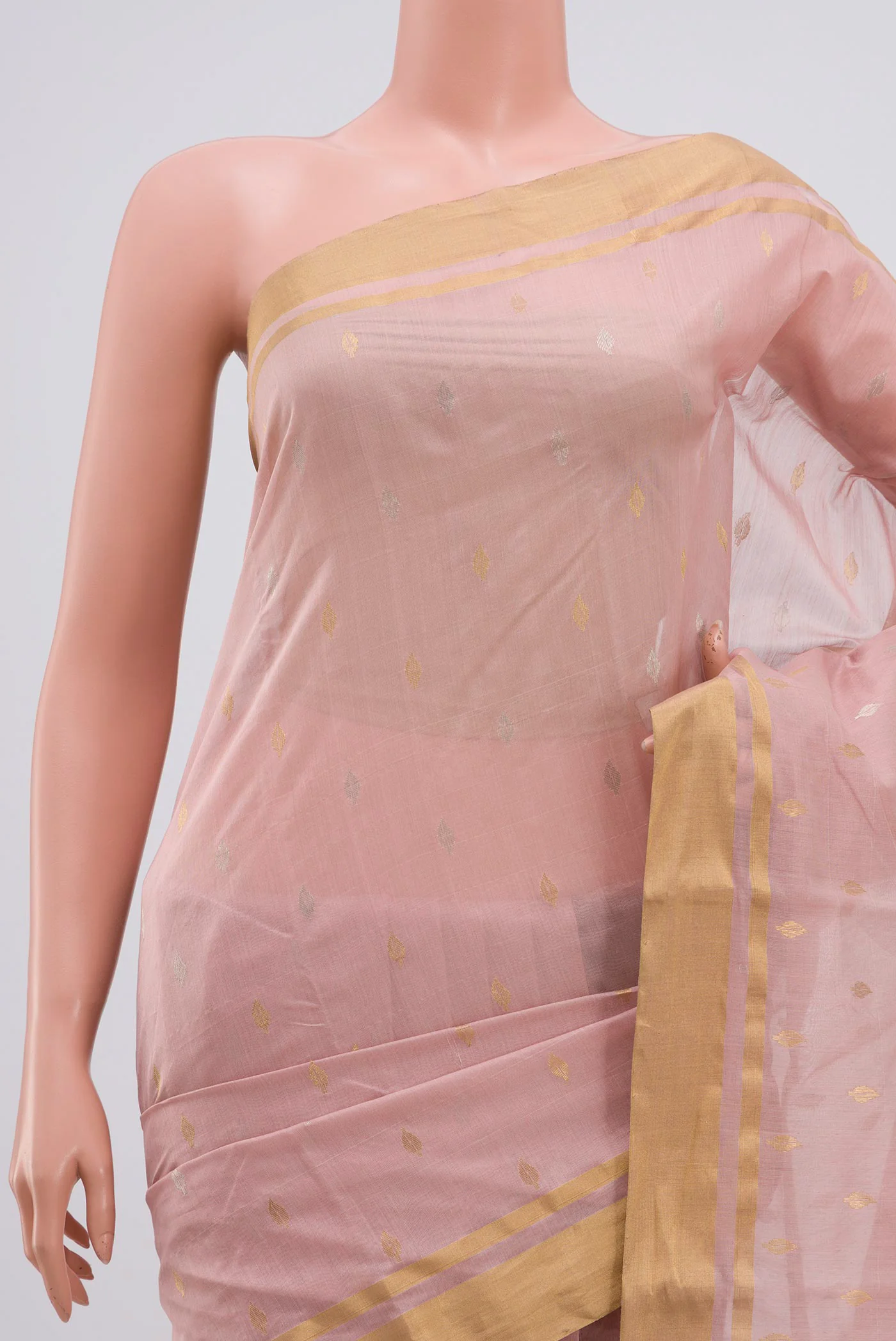 Rose pink Chanderi Silk Cotton Saree - Image 2