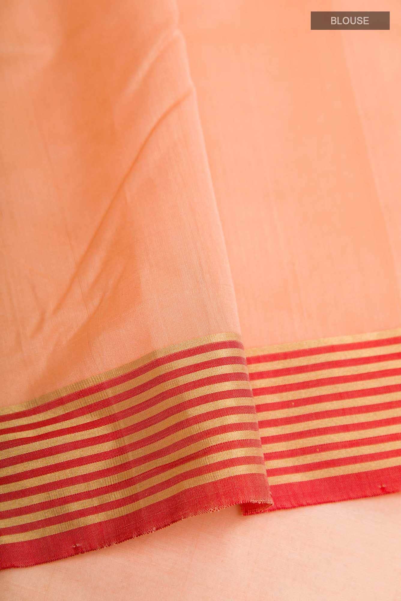 Navya  Peach Chanderi Silk Cotton Saree - Image 4