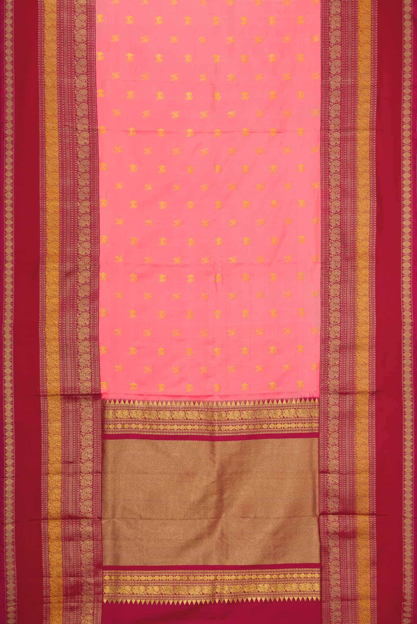 Peach Double Ikat Saree - Image 4