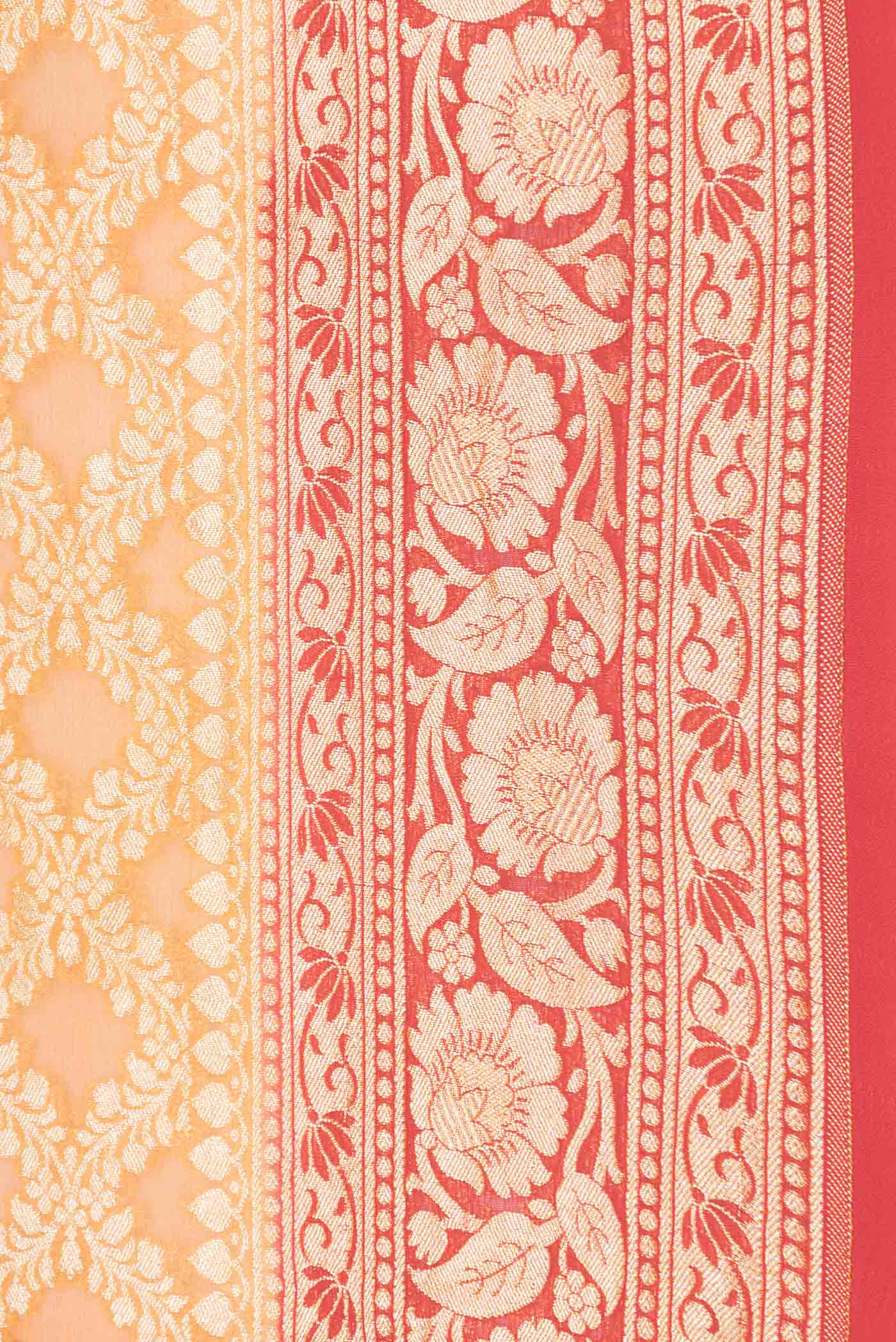 Peach Dual Tone Banarasi Georgette Saree - Image 3