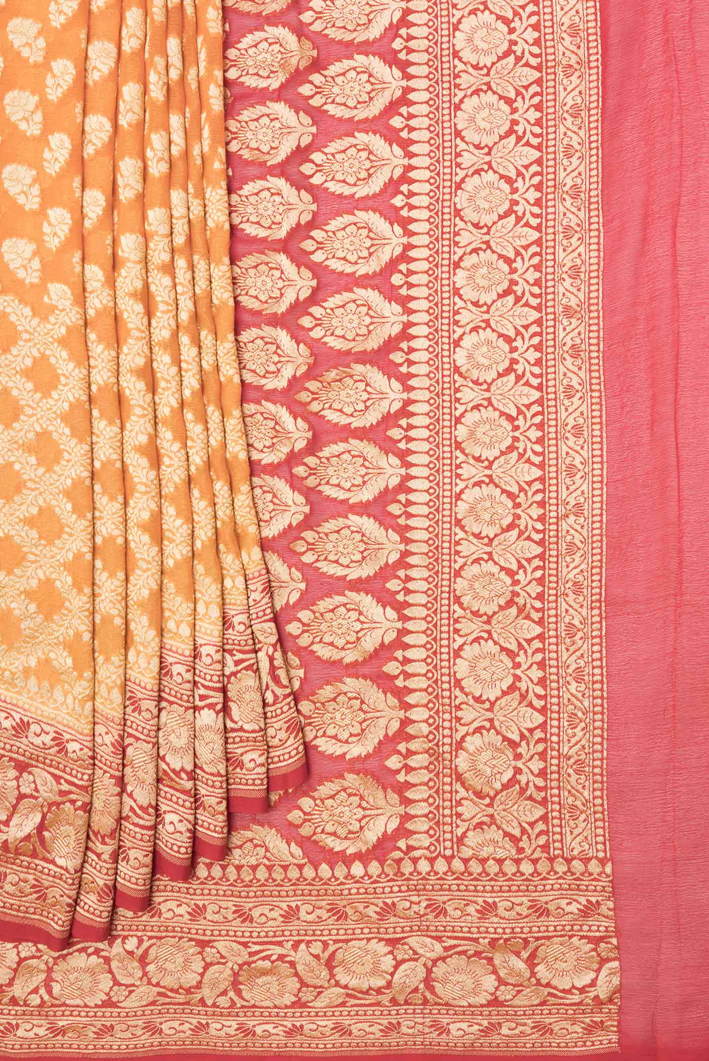 Peach Dual Tone Banarasi Georgette Saree - Image 4