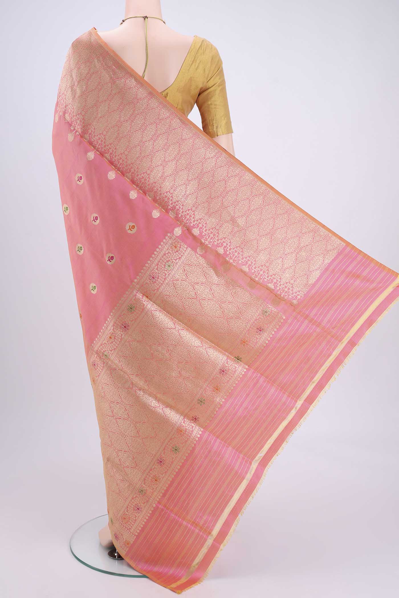 Peach Banarasi Silk Saree - Image 3